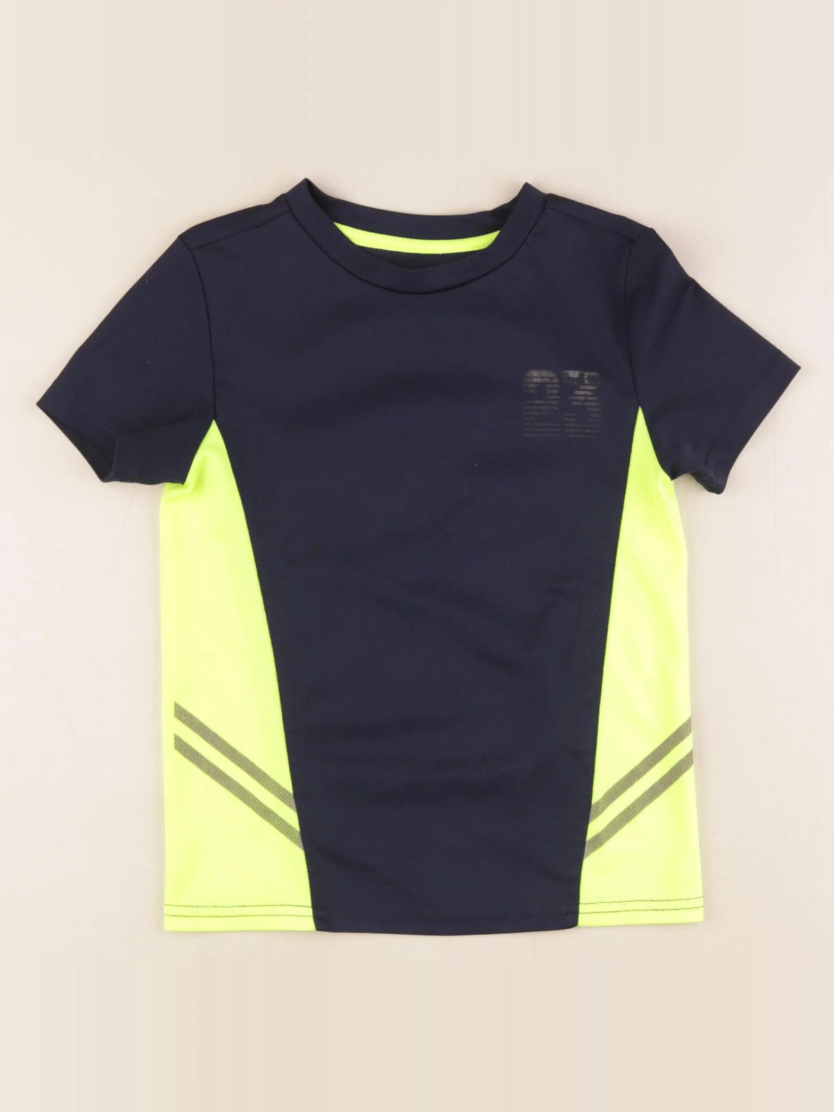 Vertbaudet - tee-shirt bleu, jaune fluo - 6 ans