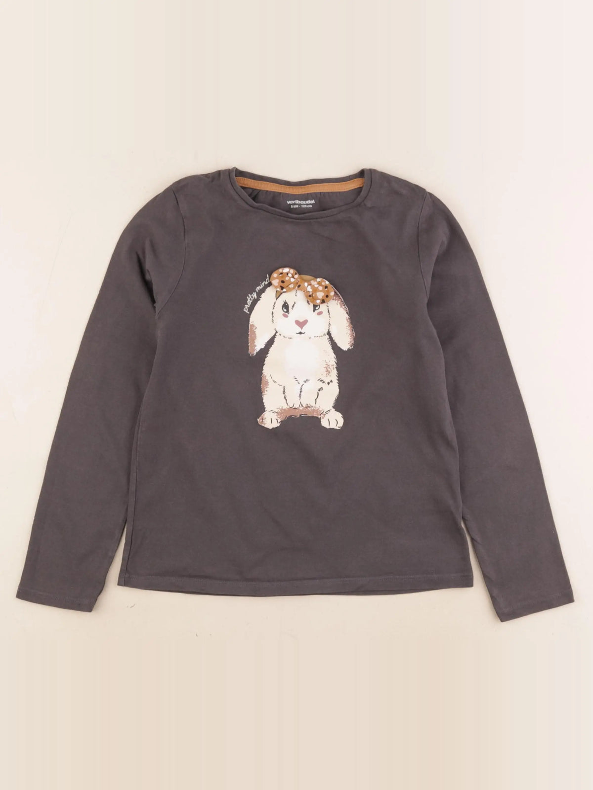 Vertbaudet - tee-shirt taupe - 8 ans