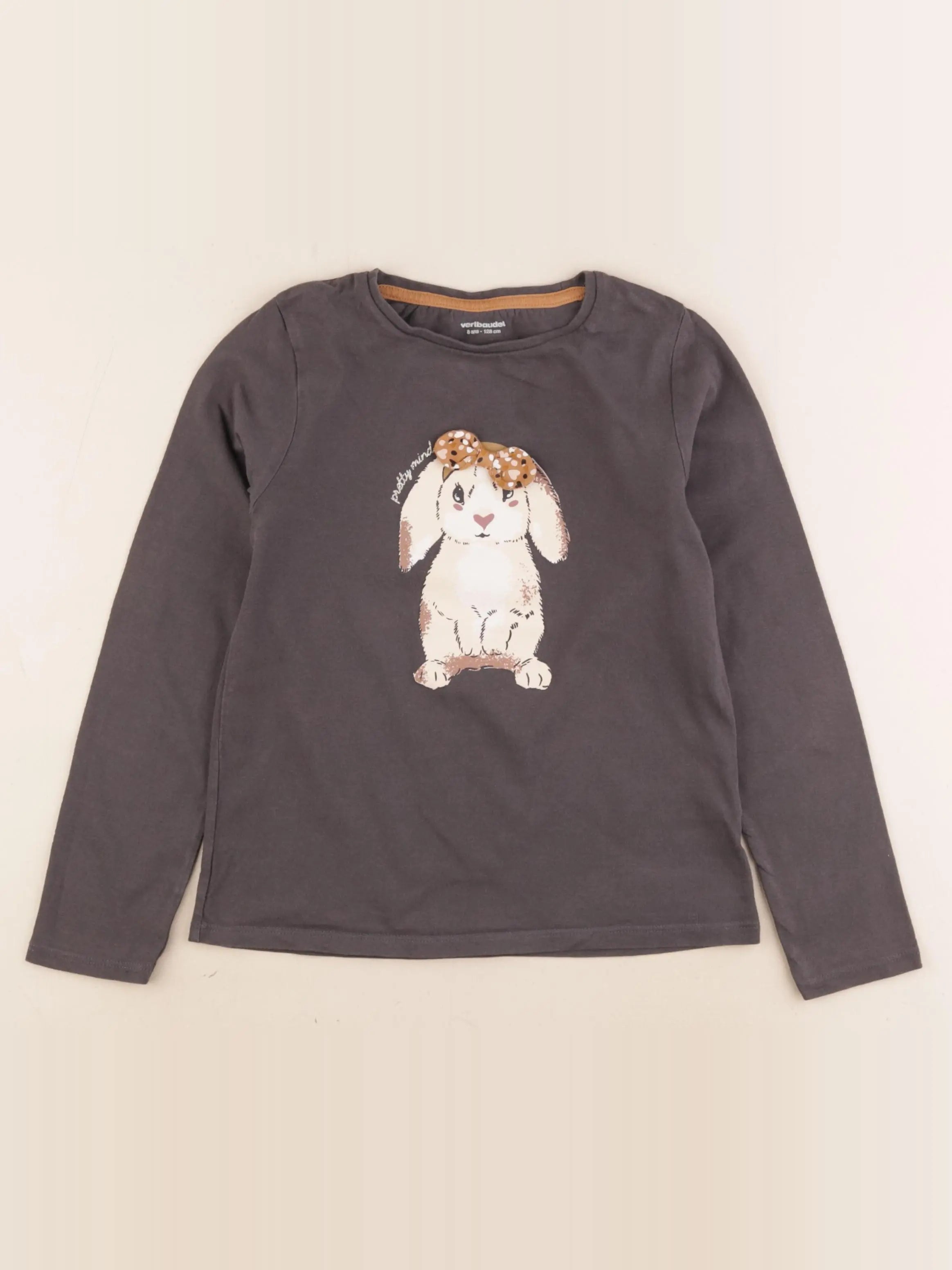Vertbaudet - tee-shirt taupe - 8 ans