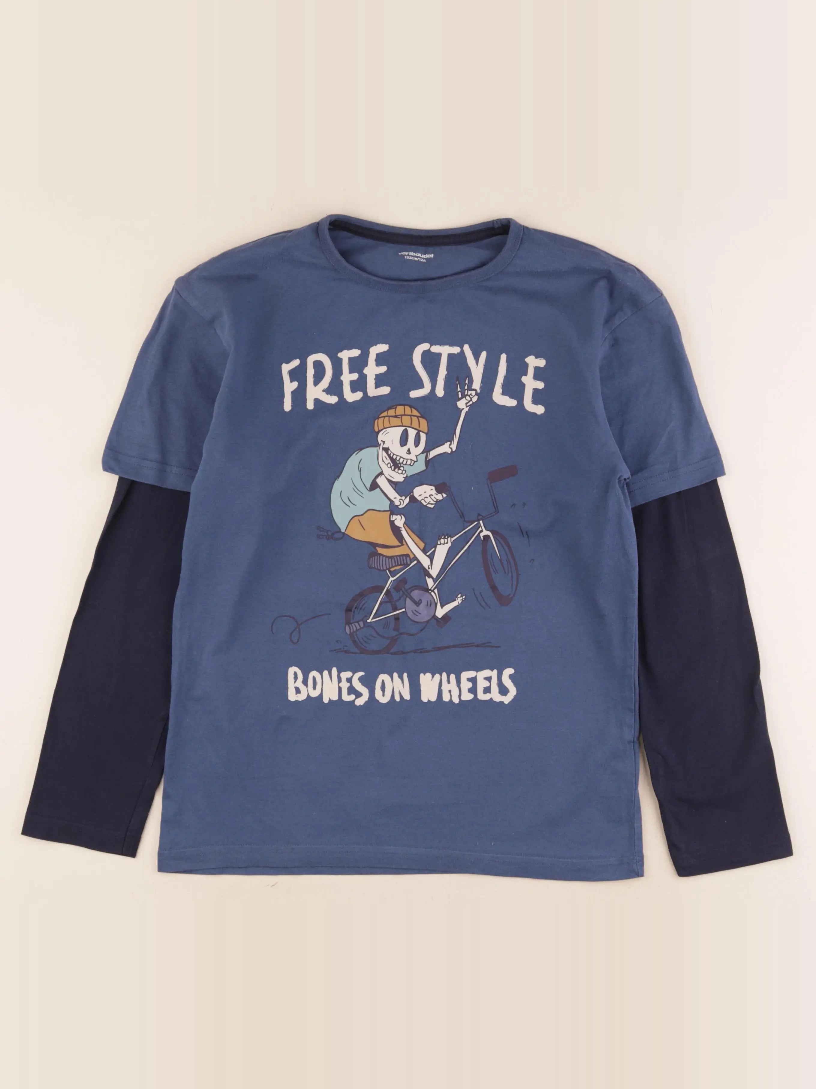 Vertbaudet - tee-shirt bleu - 12 ans