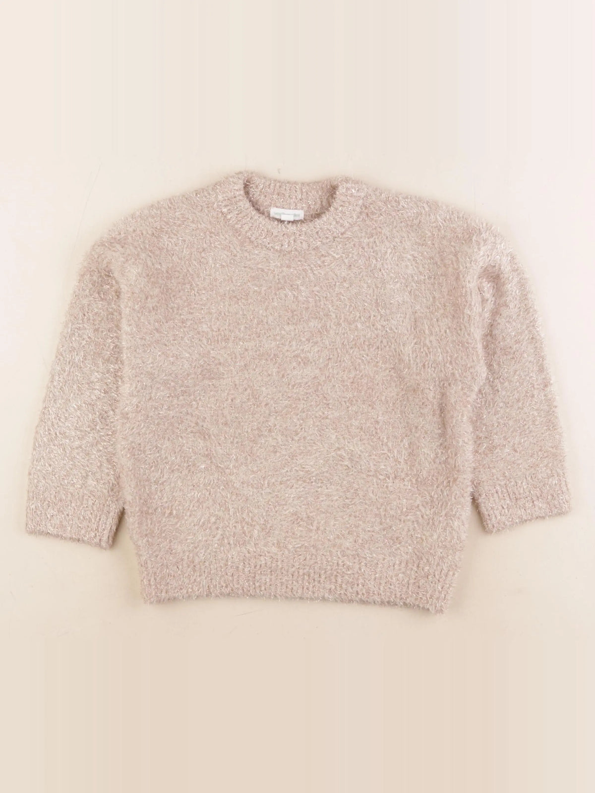 Vertbaudet - pull beige, or - 6 ans