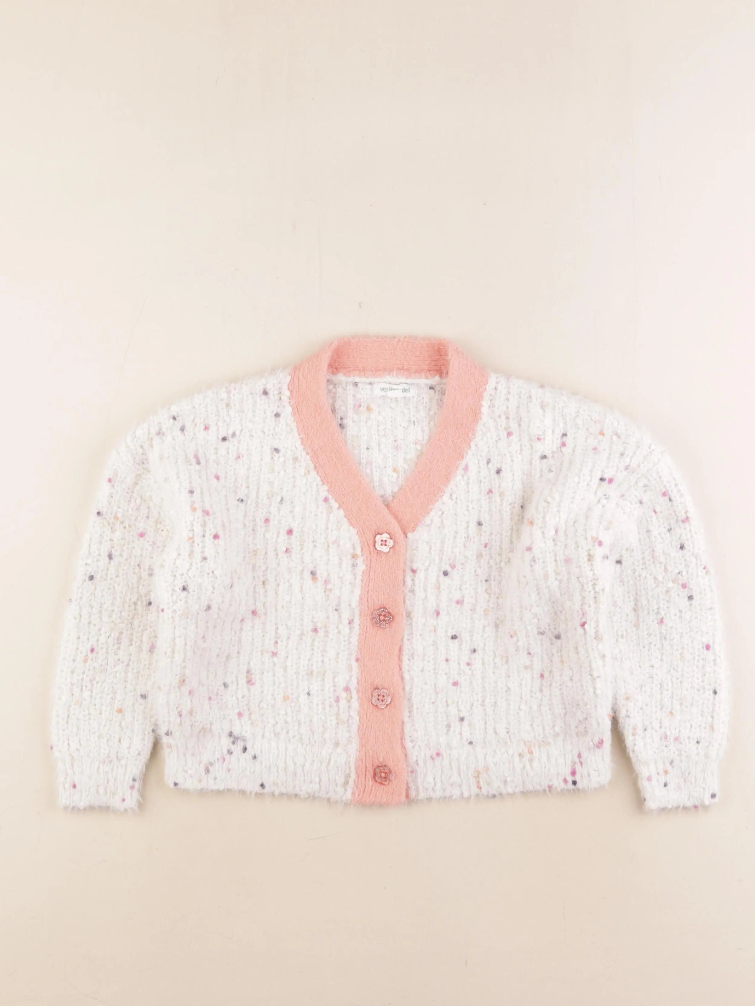 Vertbaudet - gilet blanc, rose - 6 ans