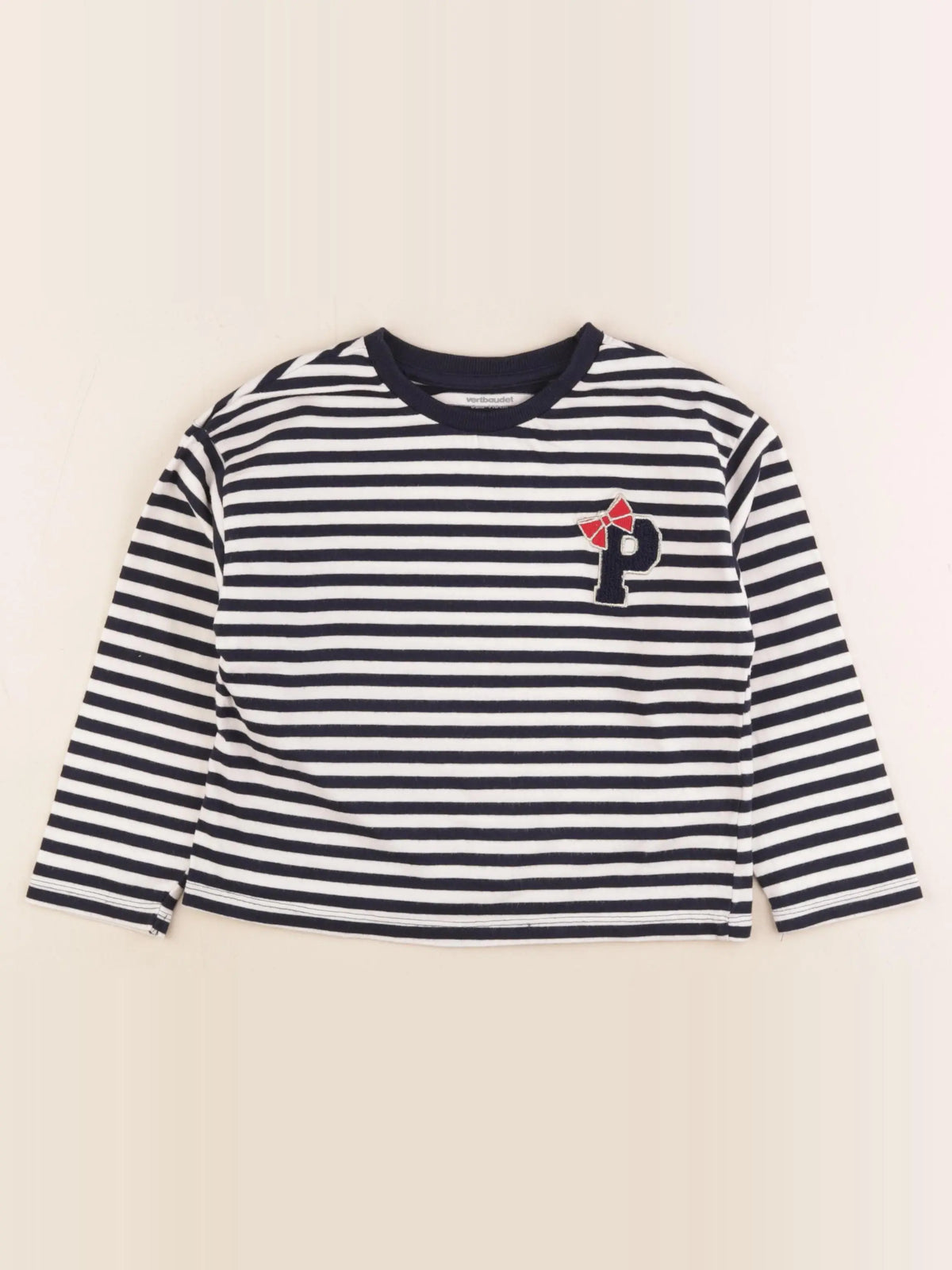 Vertbaudet - tee-shirt blanc, bleu - 6 ans