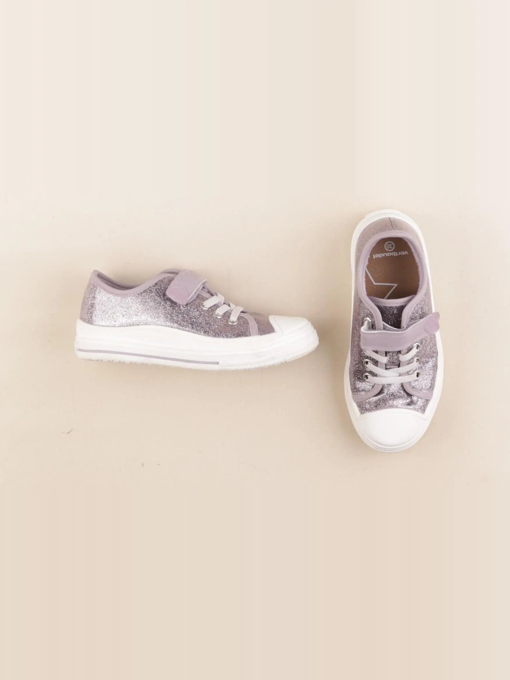 Vertbaudet - tennis à scratch/ lacets violet - pointure 30