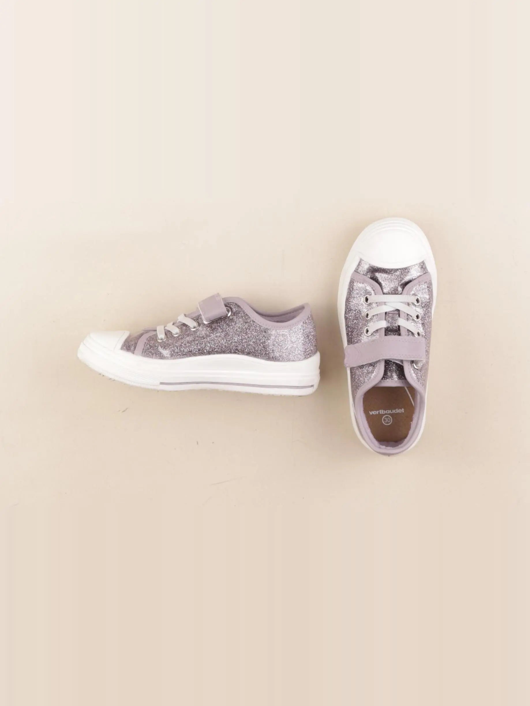 Vertbaudet - tennis à scratch/ lacets violet - pointure 30
