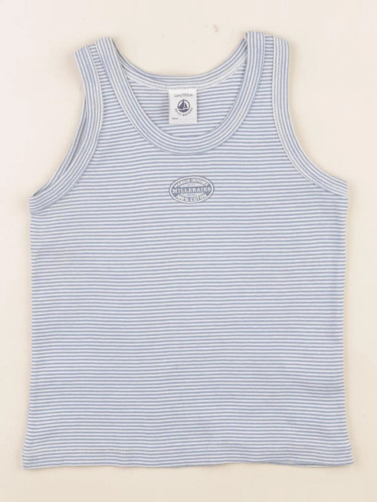 Petit Bateau - maillot de corps bleu - 4 ans