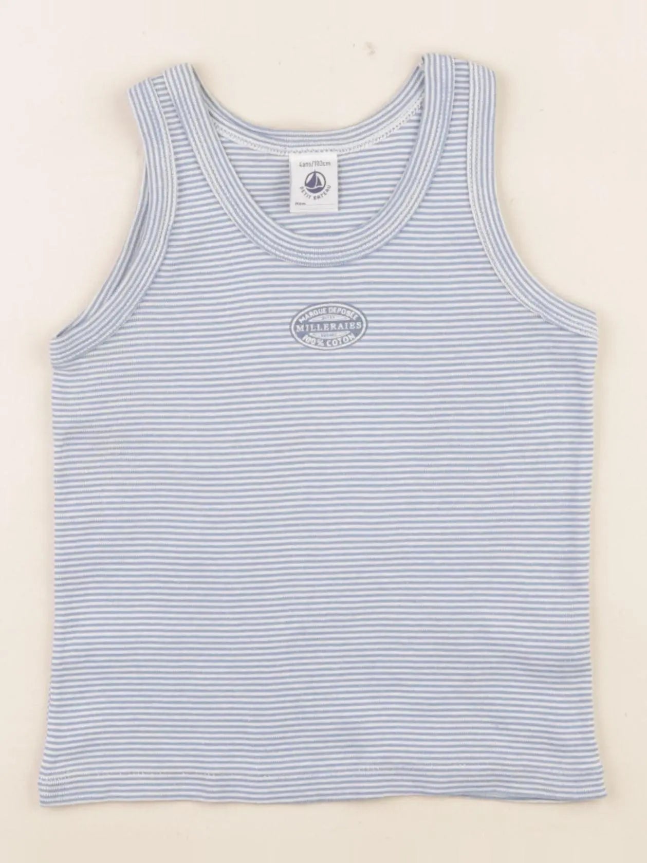 Petit Bateau - maillot de corps bleu - 4 ans