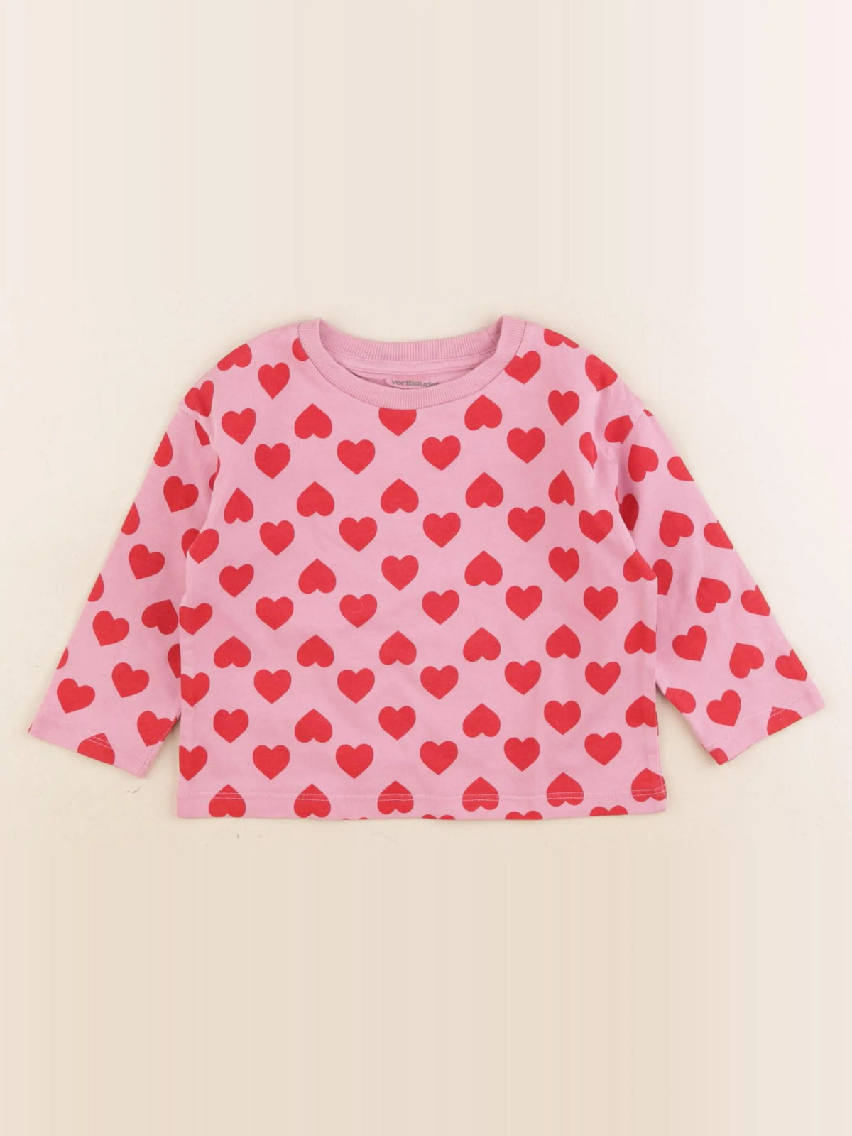 Vertbaudet - tee-shirt rose, rouge - 2 ans