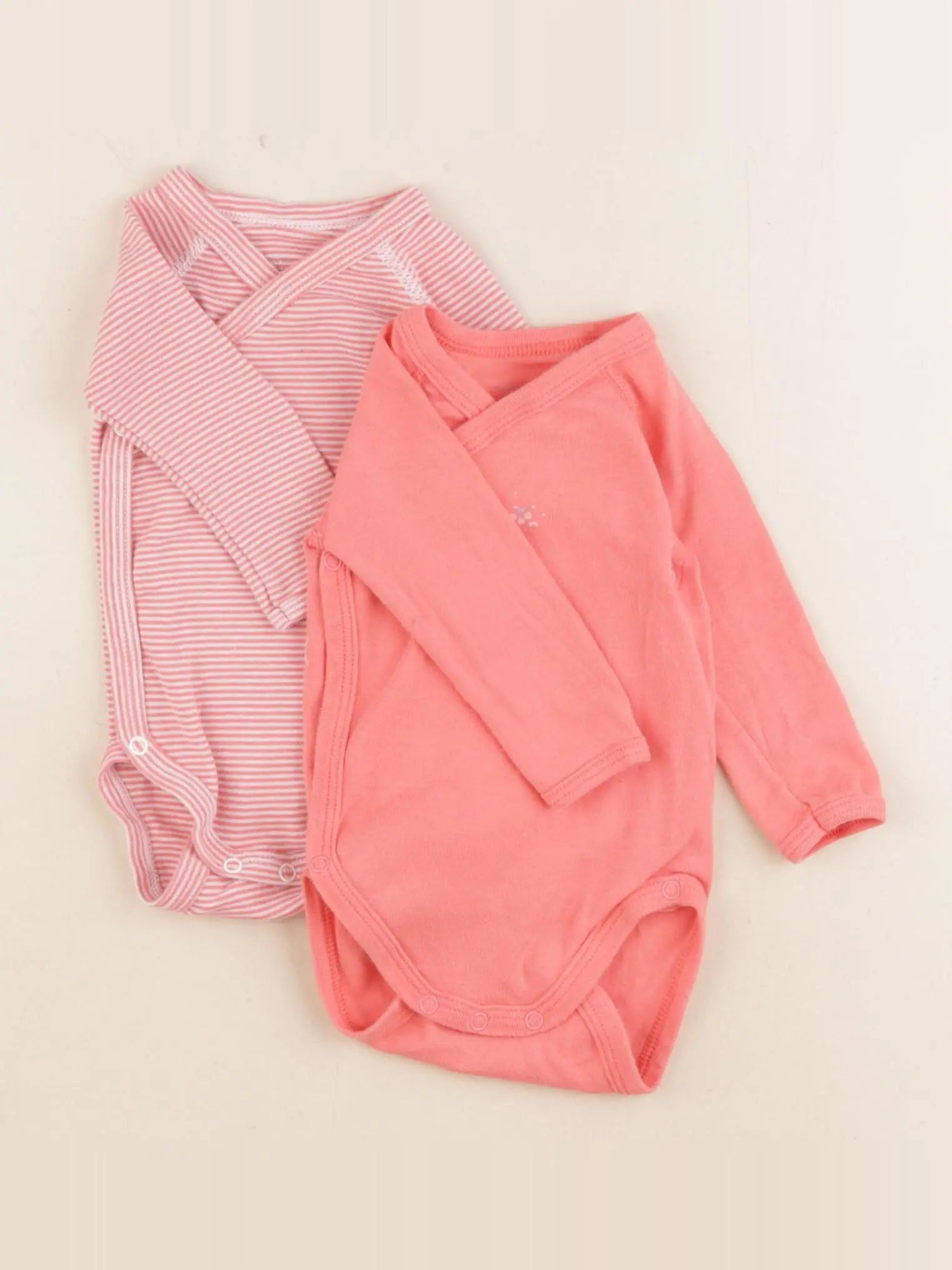 Petit Bateau - lot de 2 bodies en coton rose - 3 mois