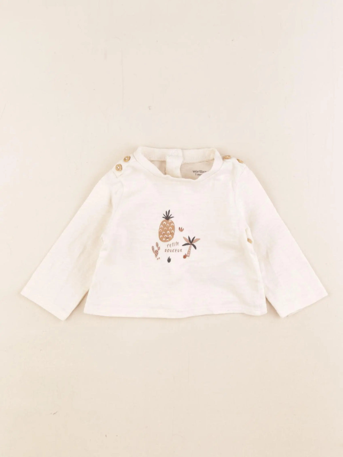 Vertbaudet - tee-shirt beige - 1 mois