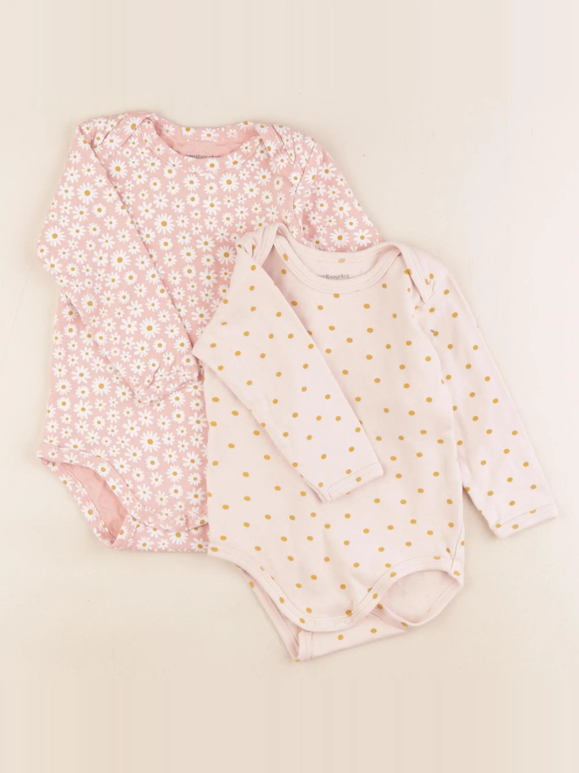 Vertbaudet - lot de 2 bodies en coton rose - 18 mois