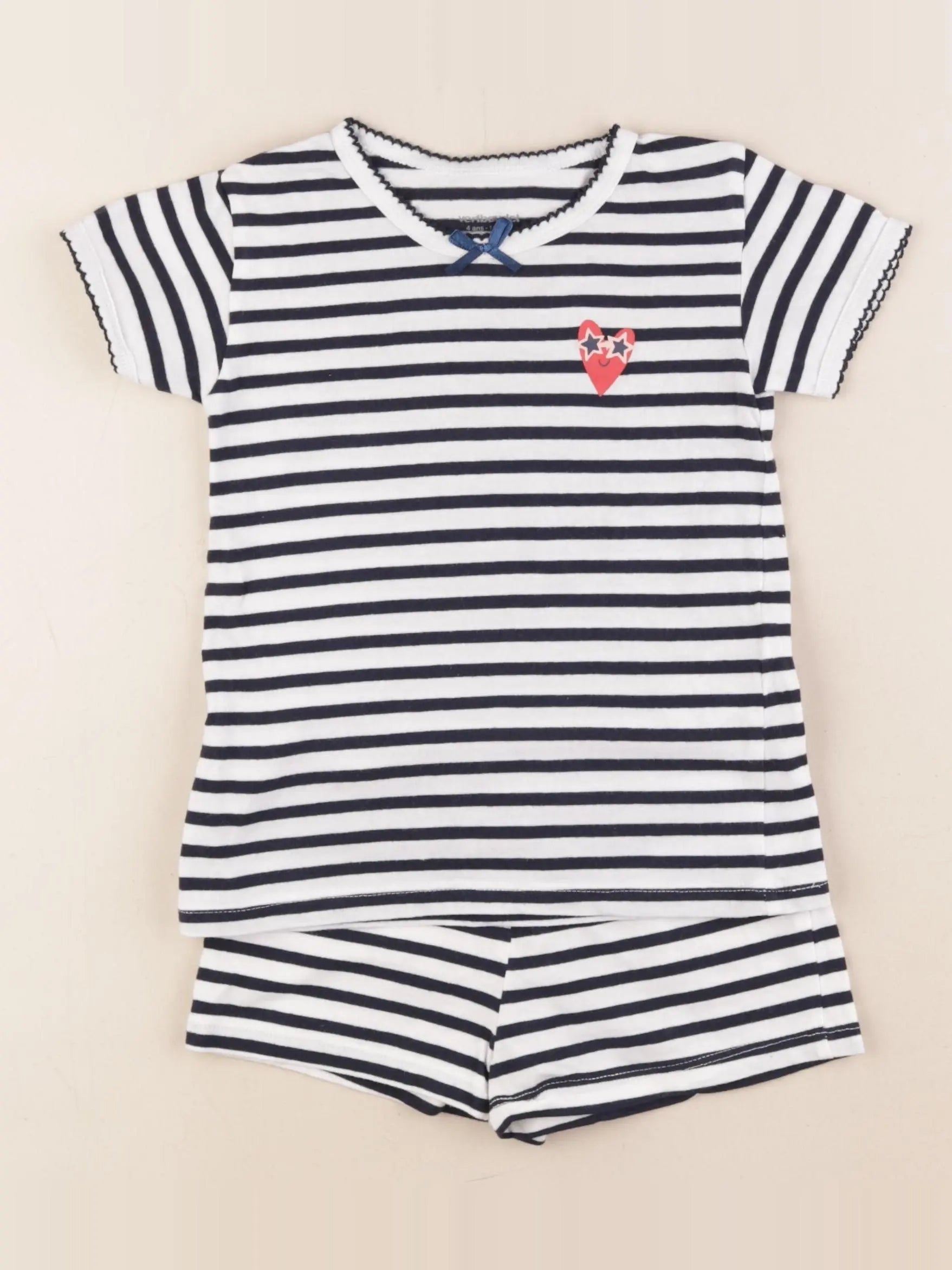 Vertbaudet - pyjama coton blanc, bleu - 4 ans