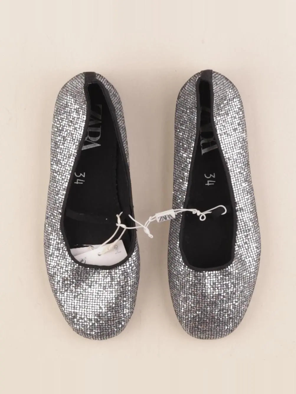 Zara - ballerines argent - pointure 34