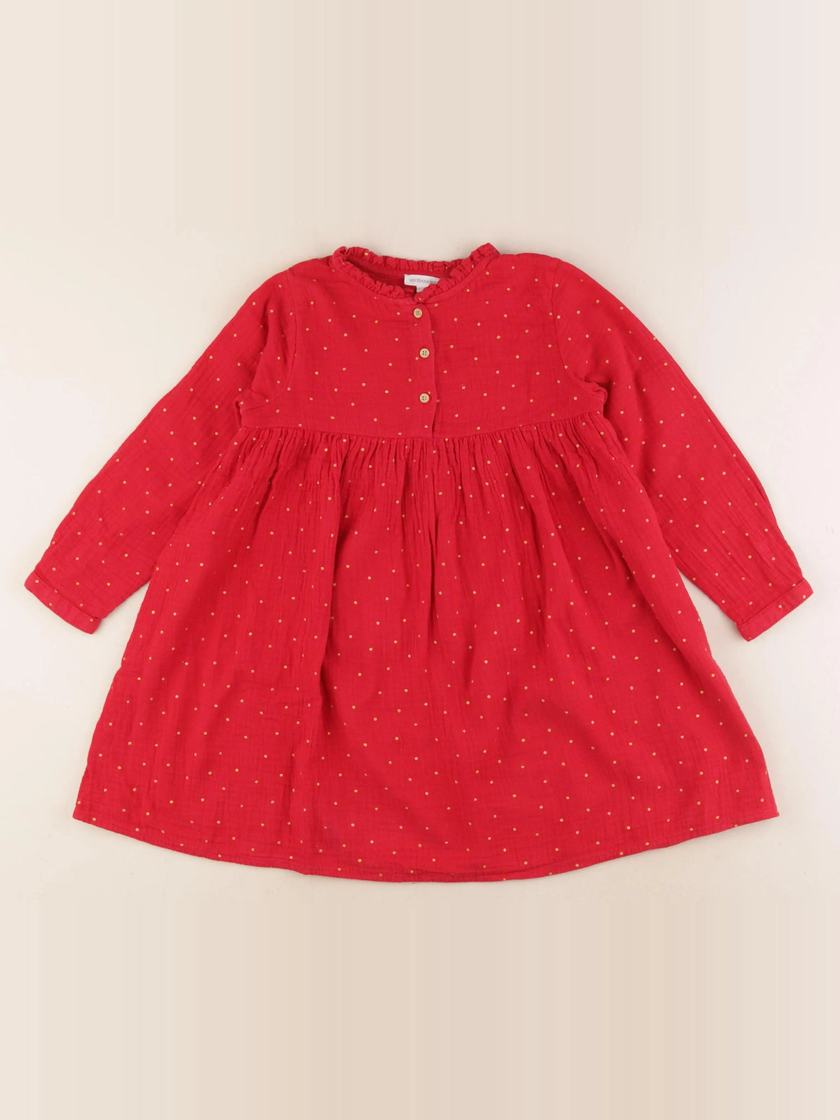 Vertbaudet - robe rouge, or - 6 ans