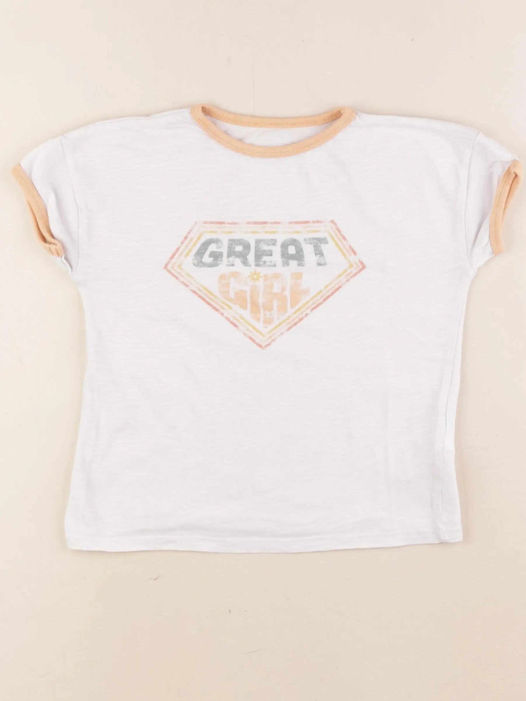 Vertbaudet - tee-shirt orange, blanc - 5 ans