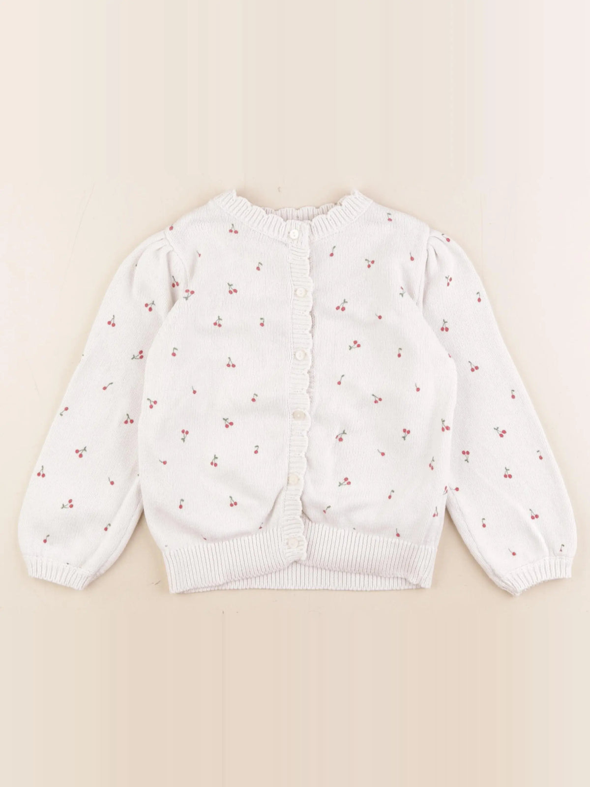 Vertbaudet - gilet beige, rouge - 6 ans