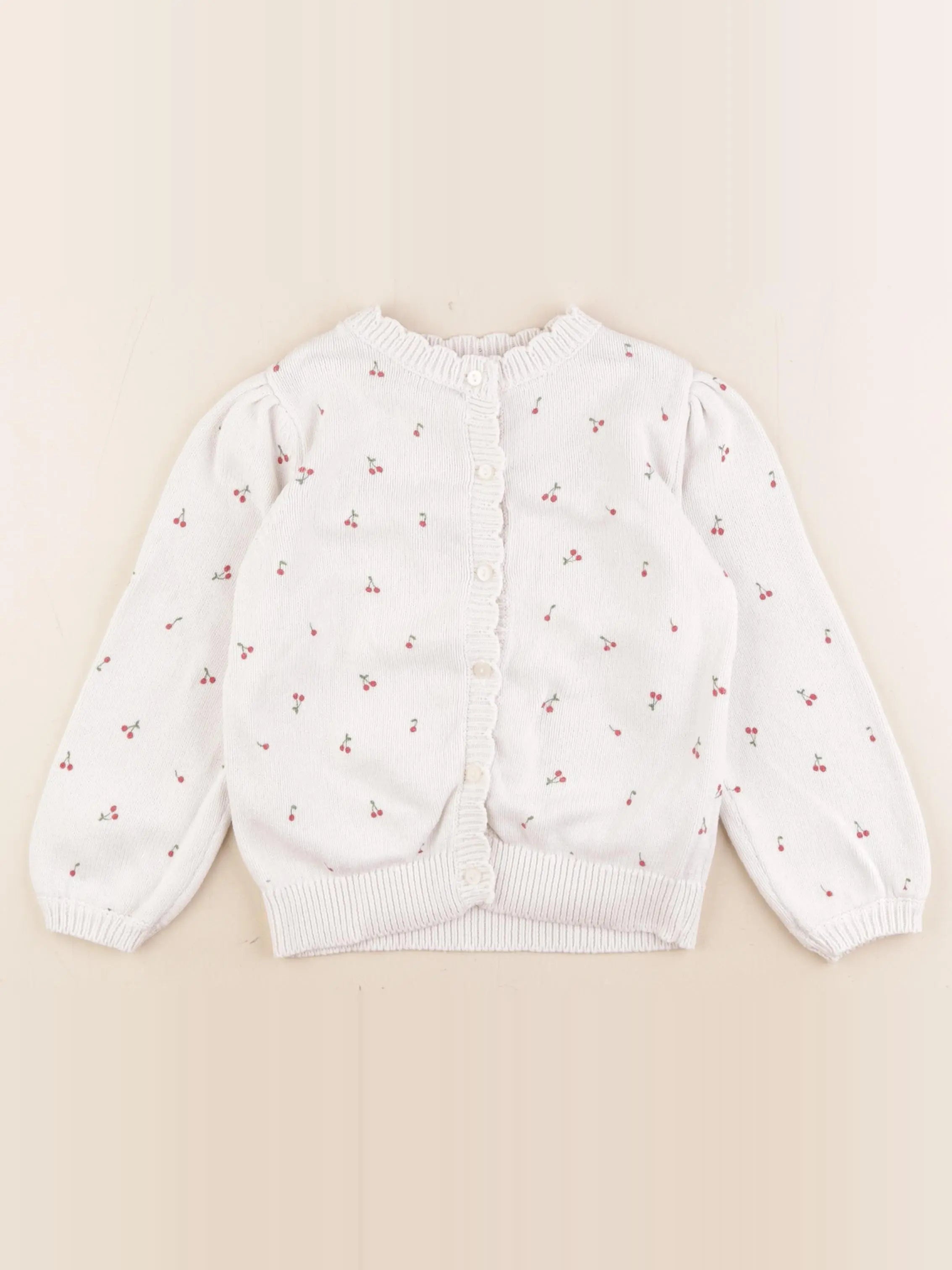 Vertbaudet - gilet beige, rouge - 6 ans