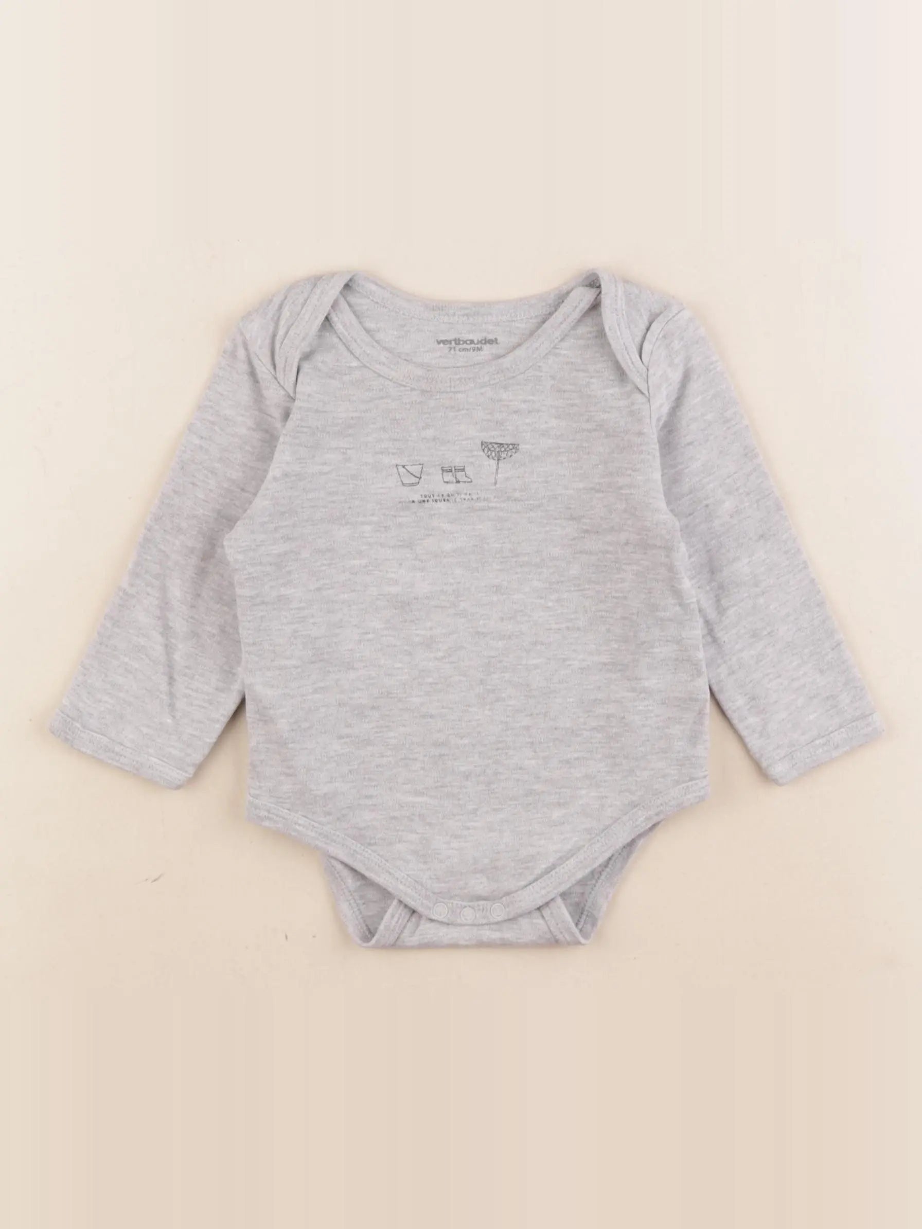Vertbaudet - body gris - 9 mois