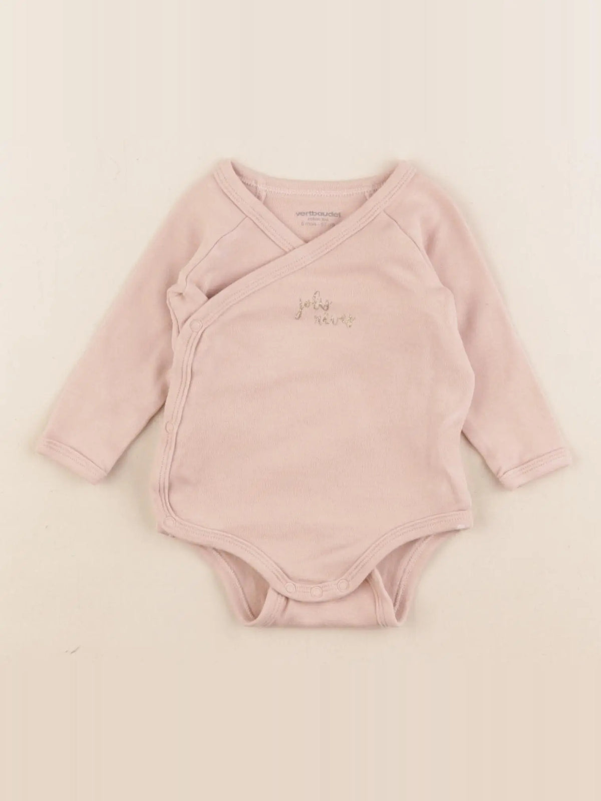 Vertbaudet - body rose, or - 6 mois