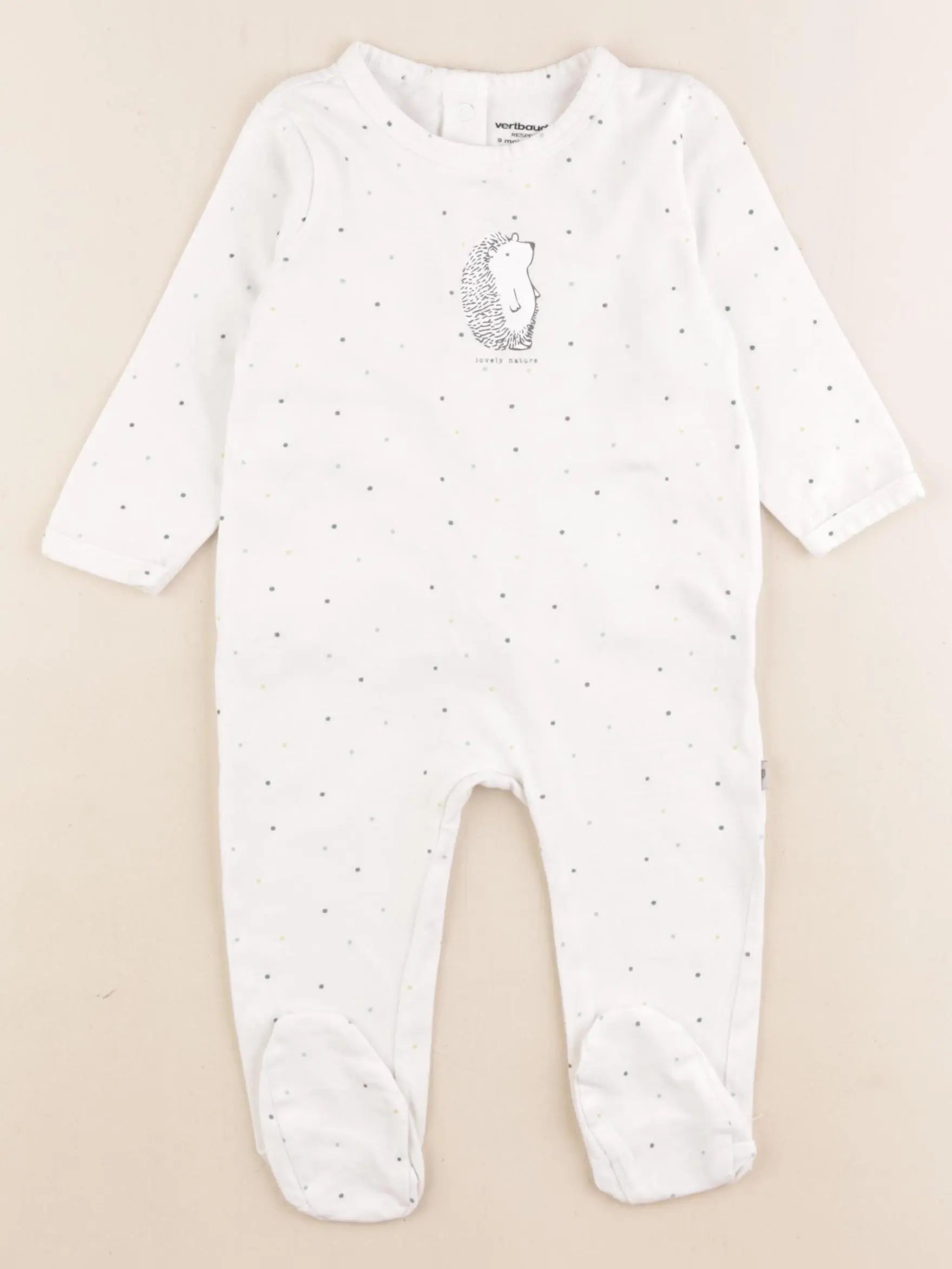 Vertbaudet - pyjama coton blanc - 9 mois