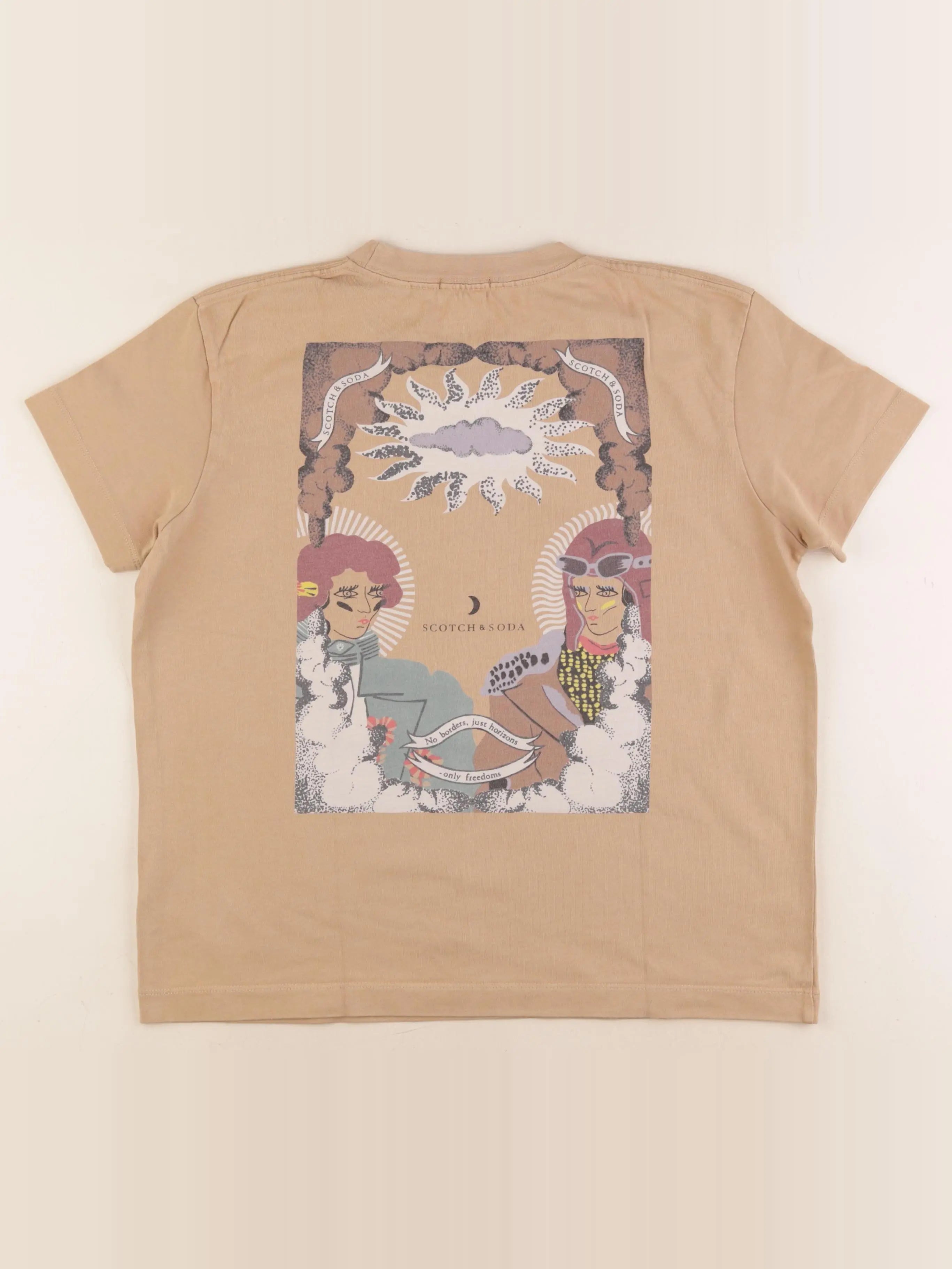 Scotch & Soda - tee-shirt imprimé au dos marron - 12 ans