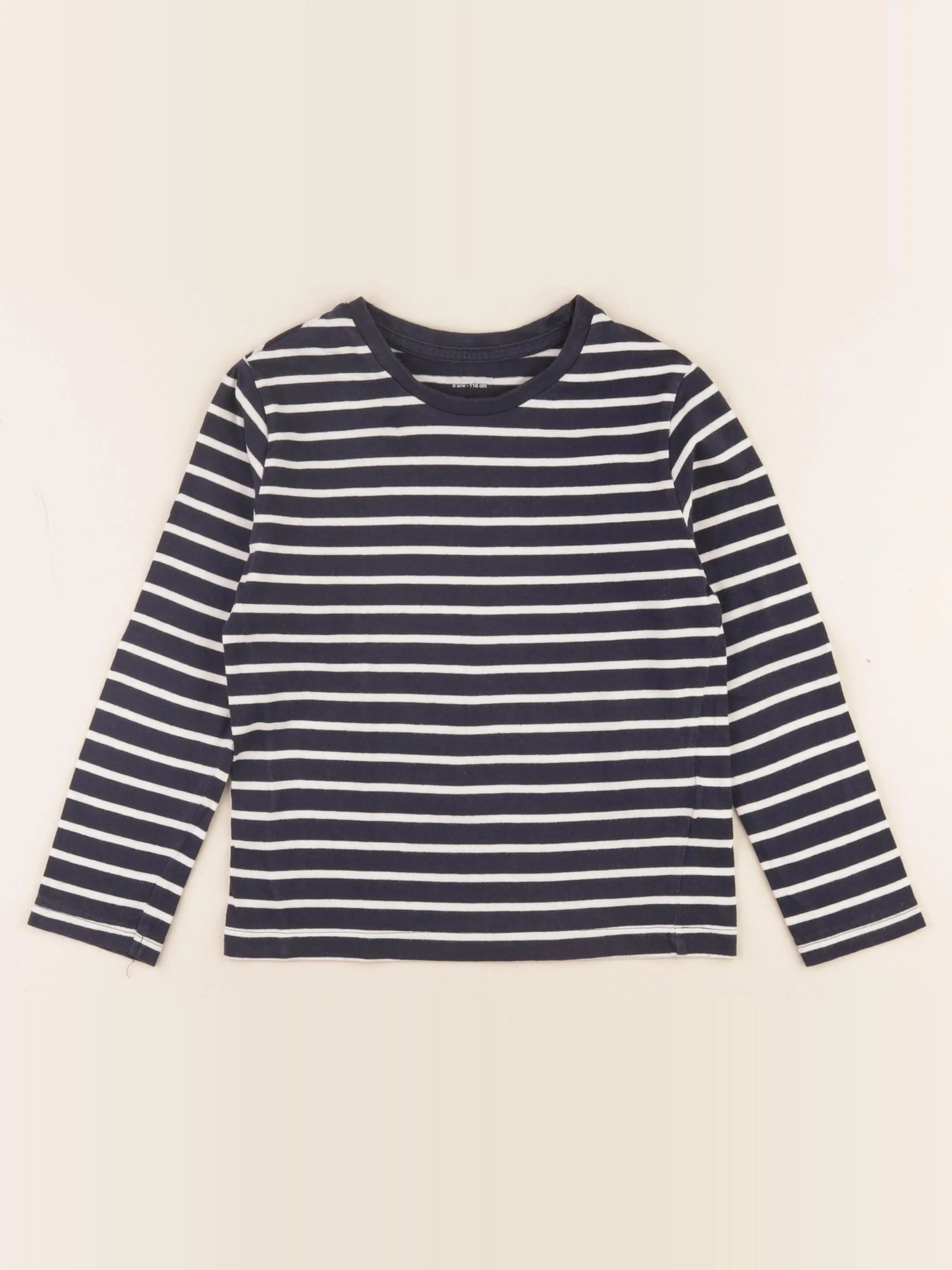 Vertbaudet - tee-shirt blanc, bleu - 6 ans