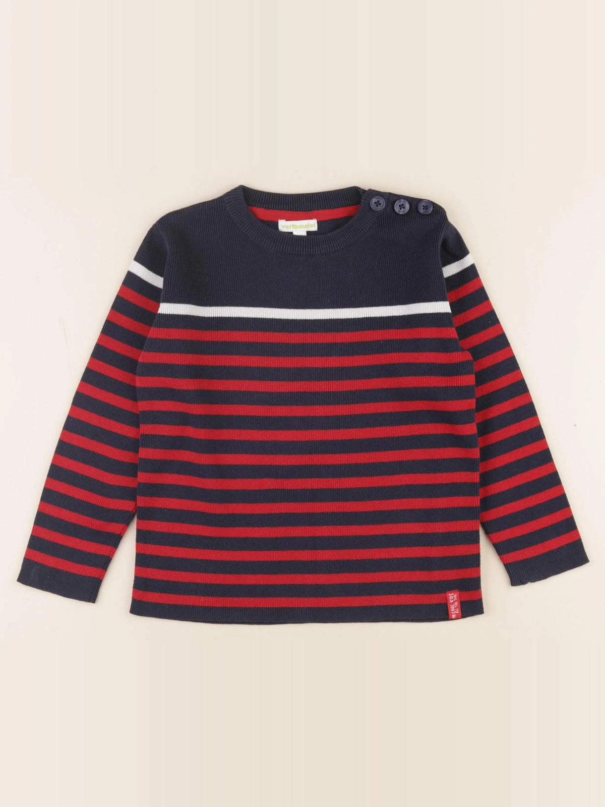 Vertbaudet - pull bleu, rouge - 6 ans