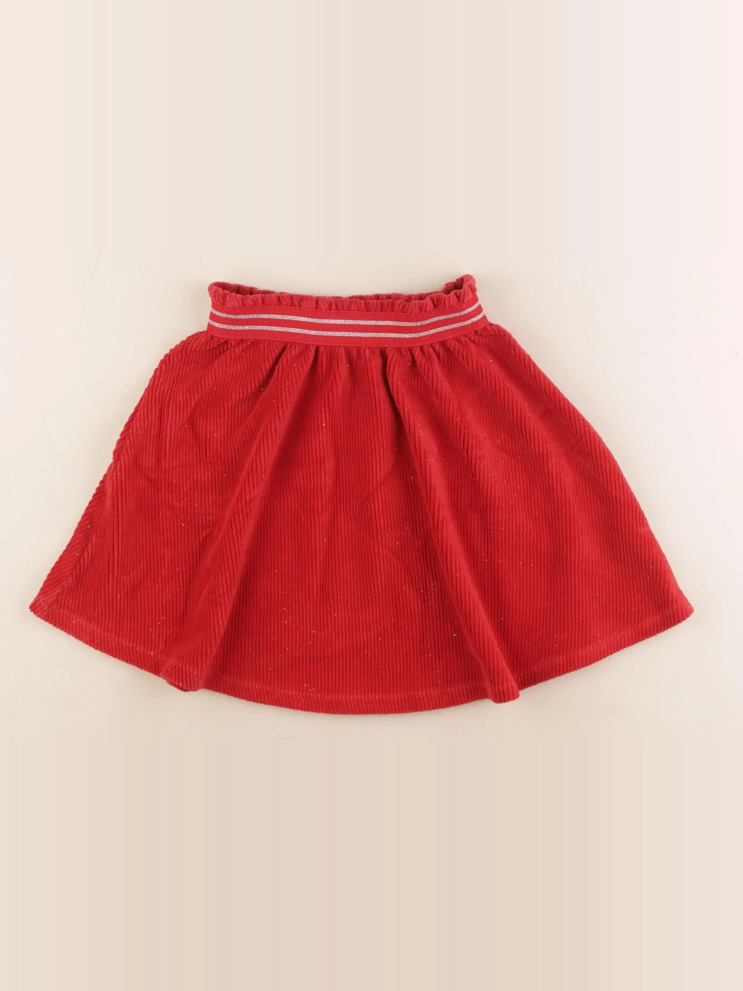 Vertbaudet - jupe rouge, argent - 8 ans