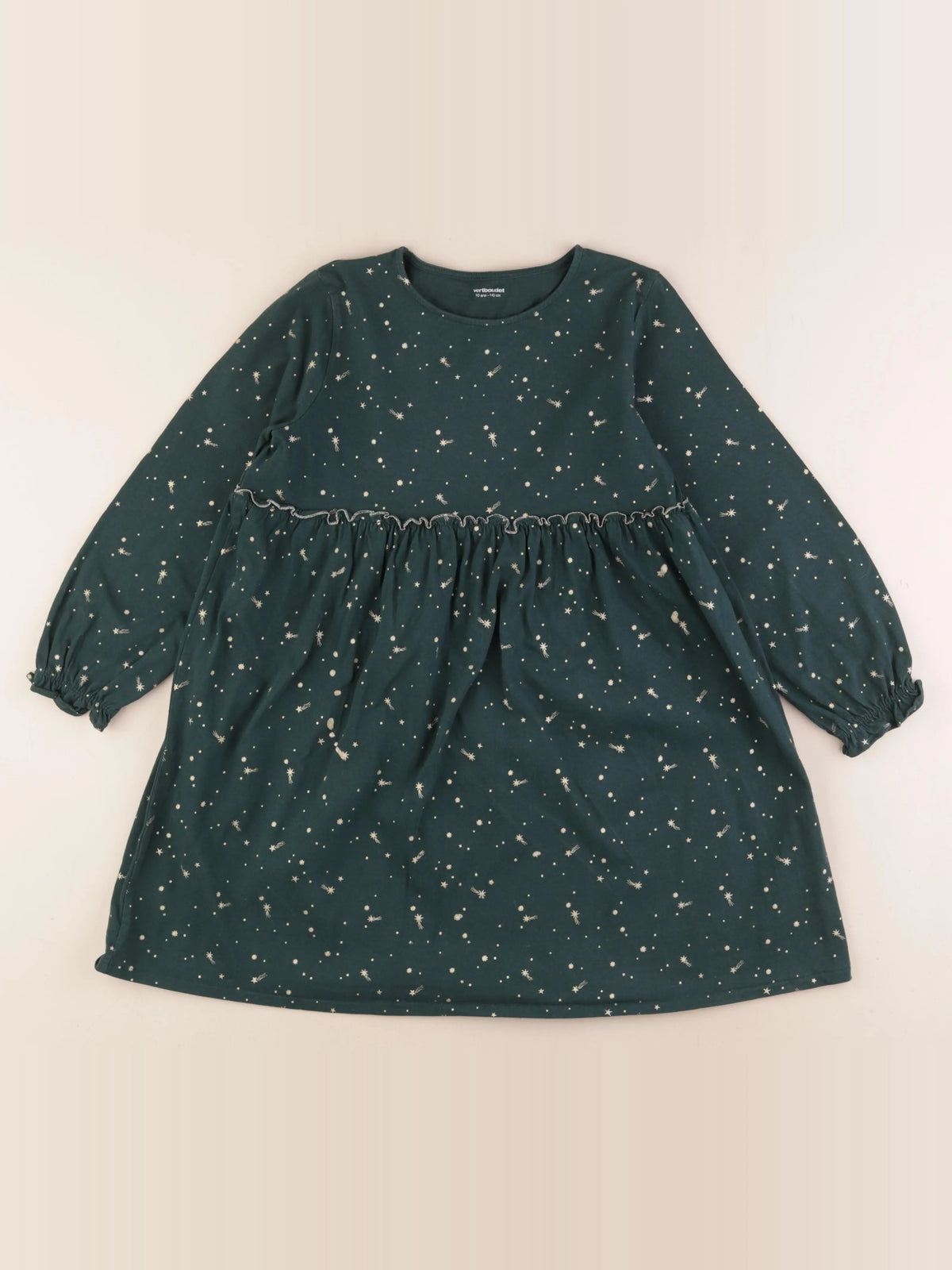 Vertbaudet - robe vert, or - 10 ans