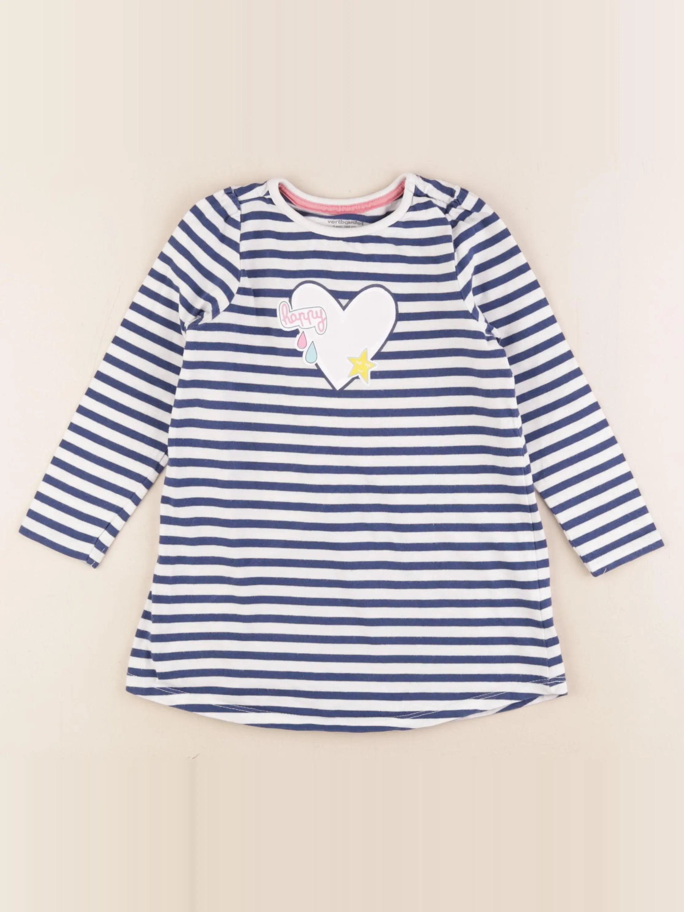 Vertbaudet - robe bleu, blanc - 4 ans