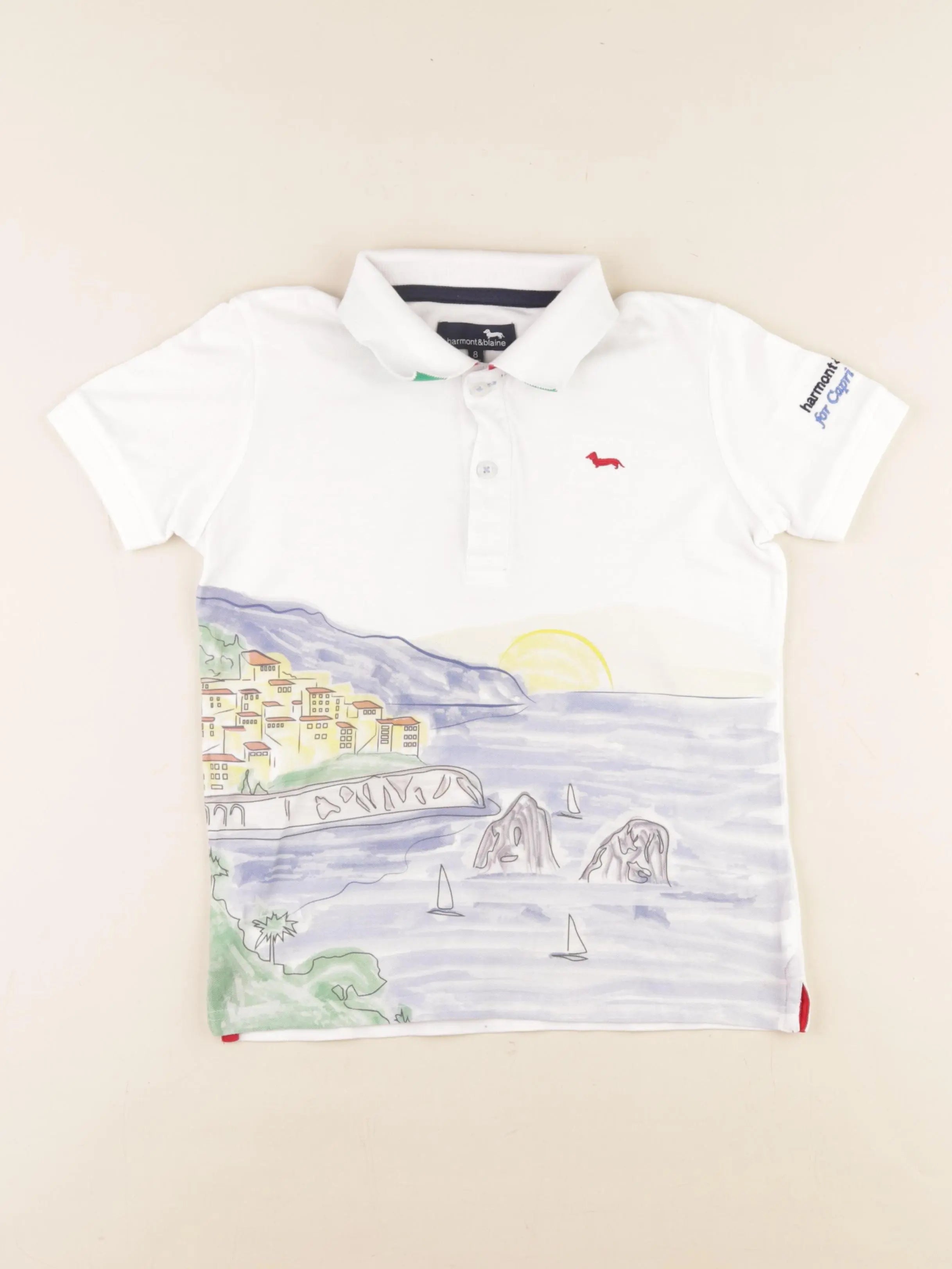 Harmont & Blaine - polo blanc, bleu - 8 ans