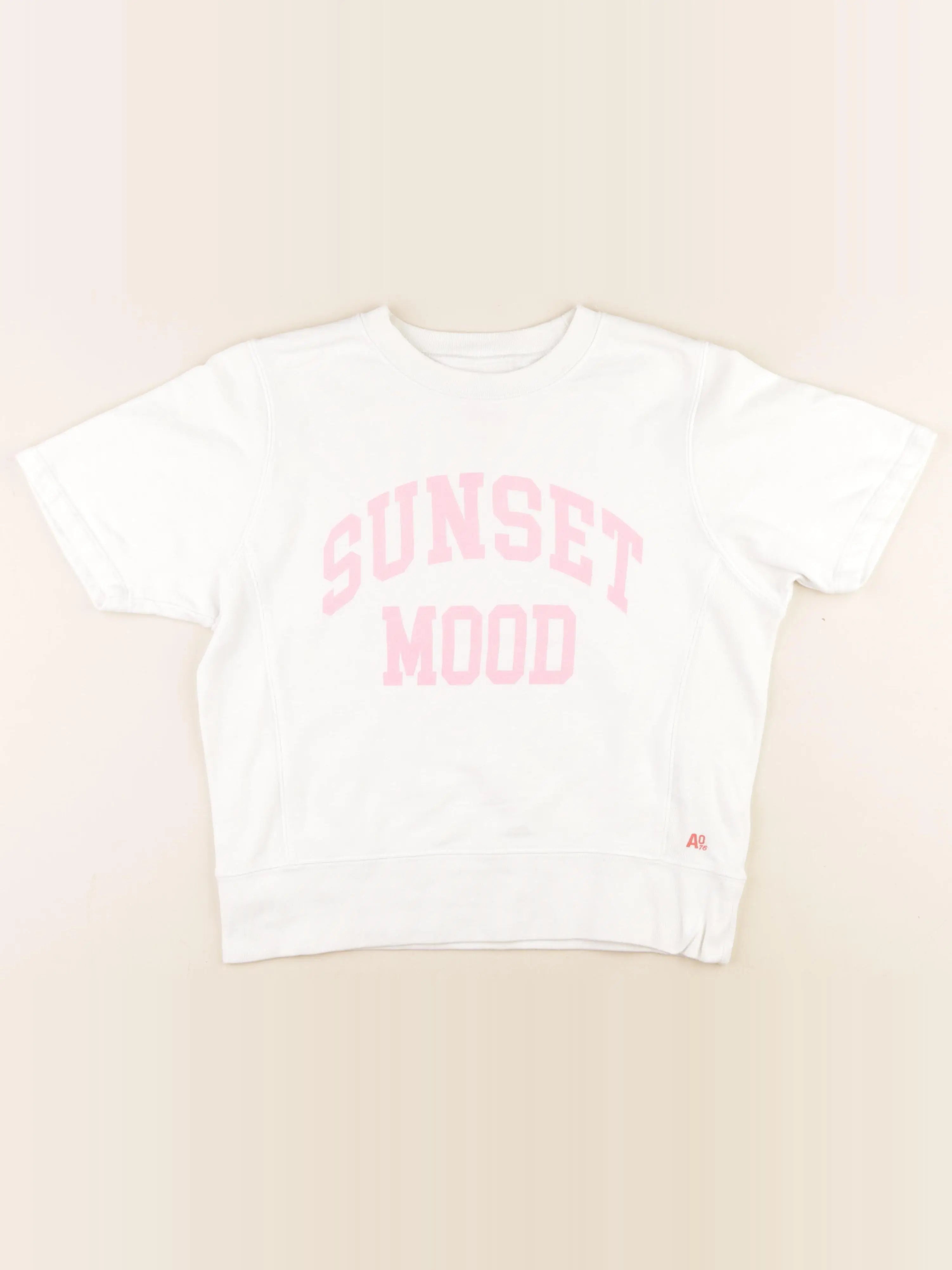 American Outfitters - tee-shirt blanc, rose - 14 ans