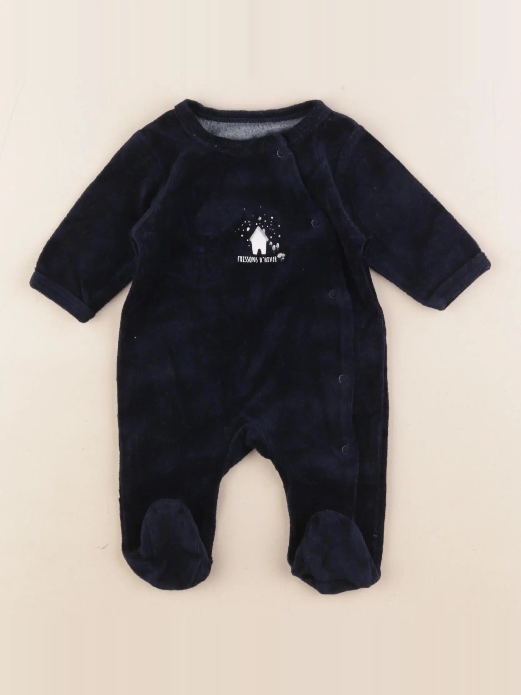 Vertbaudet - pyjama velours bleu - 1 mois