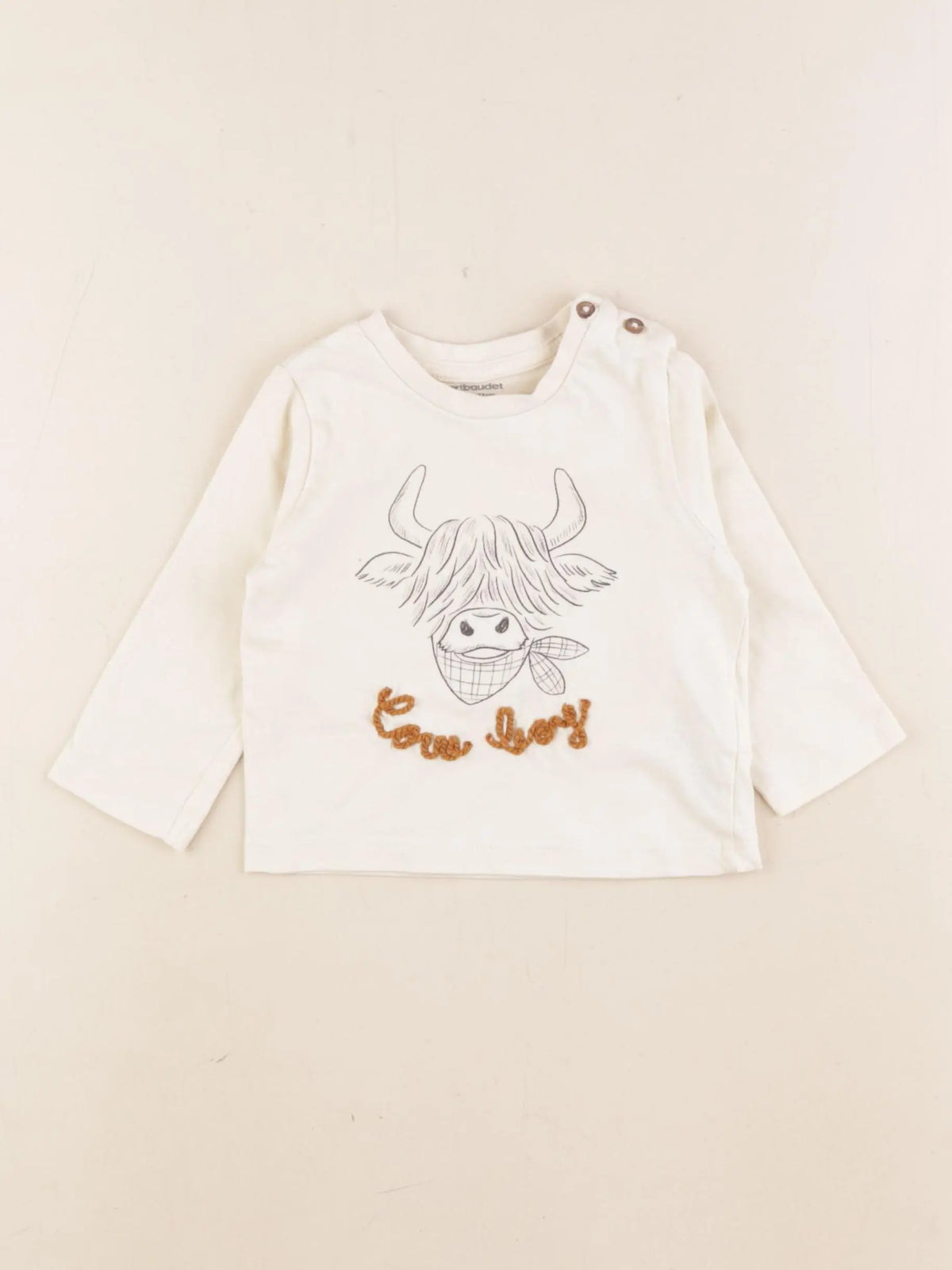 Vertbaudet - tee-shirt beige - 9 mois