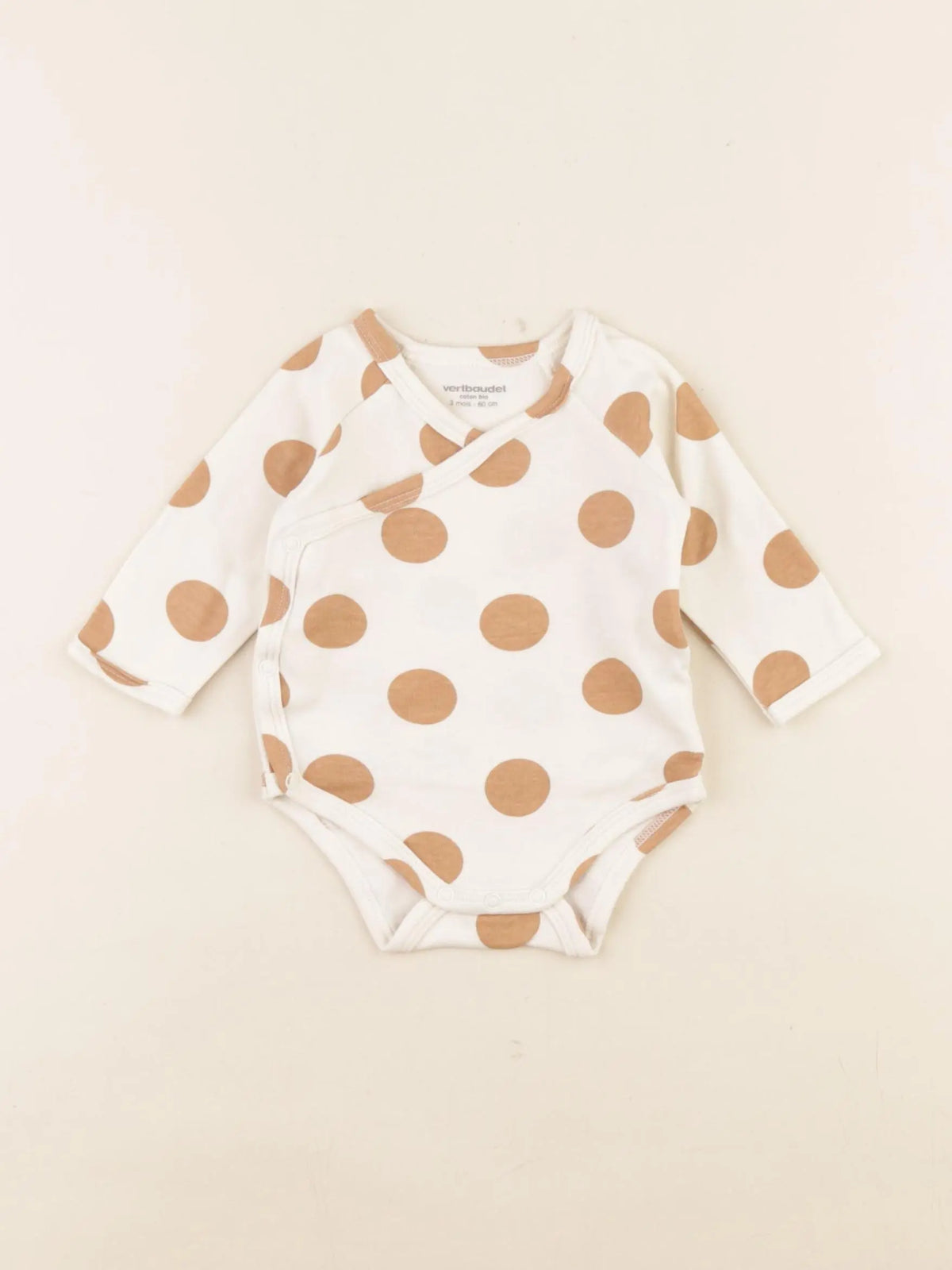 Vertbaudet - body beige, marron - 3 mois