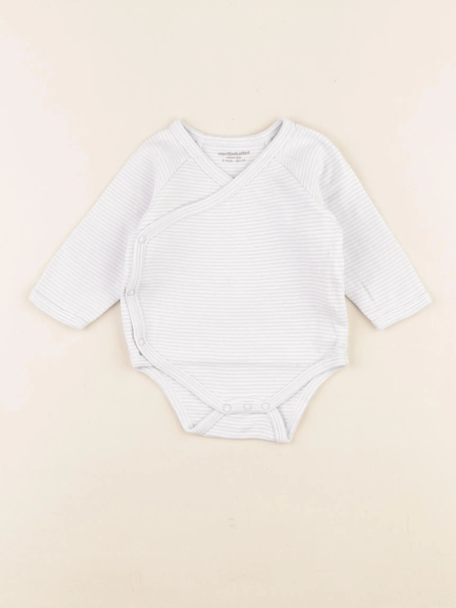 Vertbaudet - body blanc, bleu - 3 mois