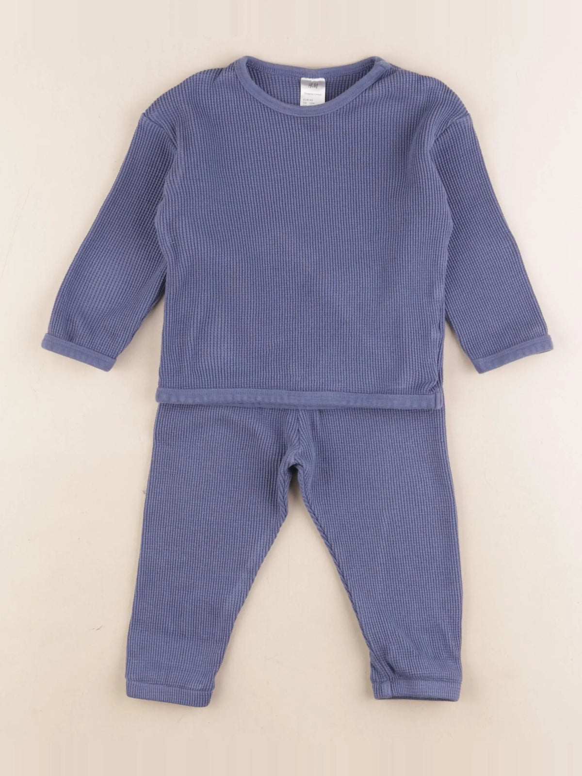 H&M - pyjama coton bleu - 9/12 mois