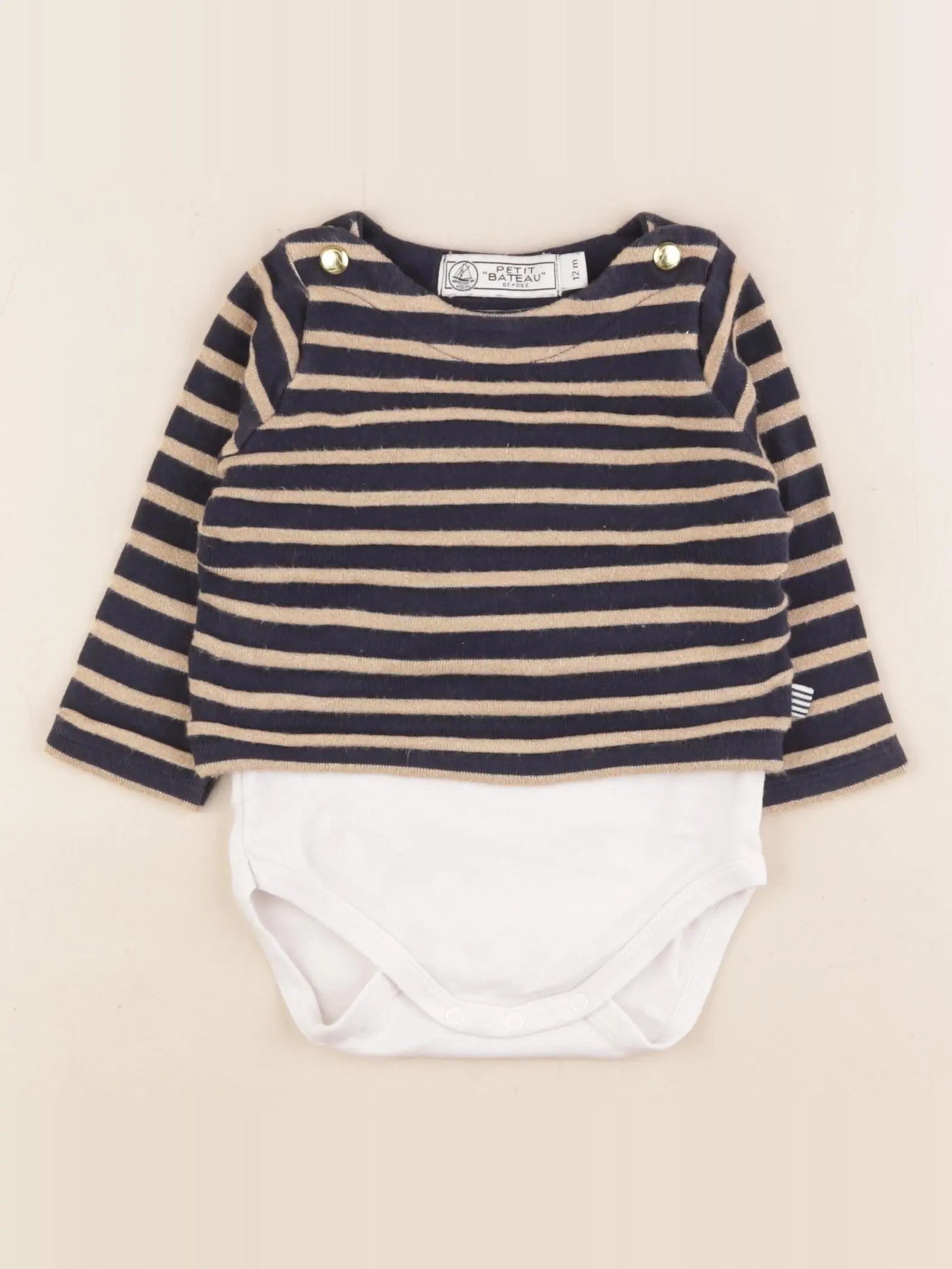 Petit Bateau - body tee-shirt bleu - 12 mois
