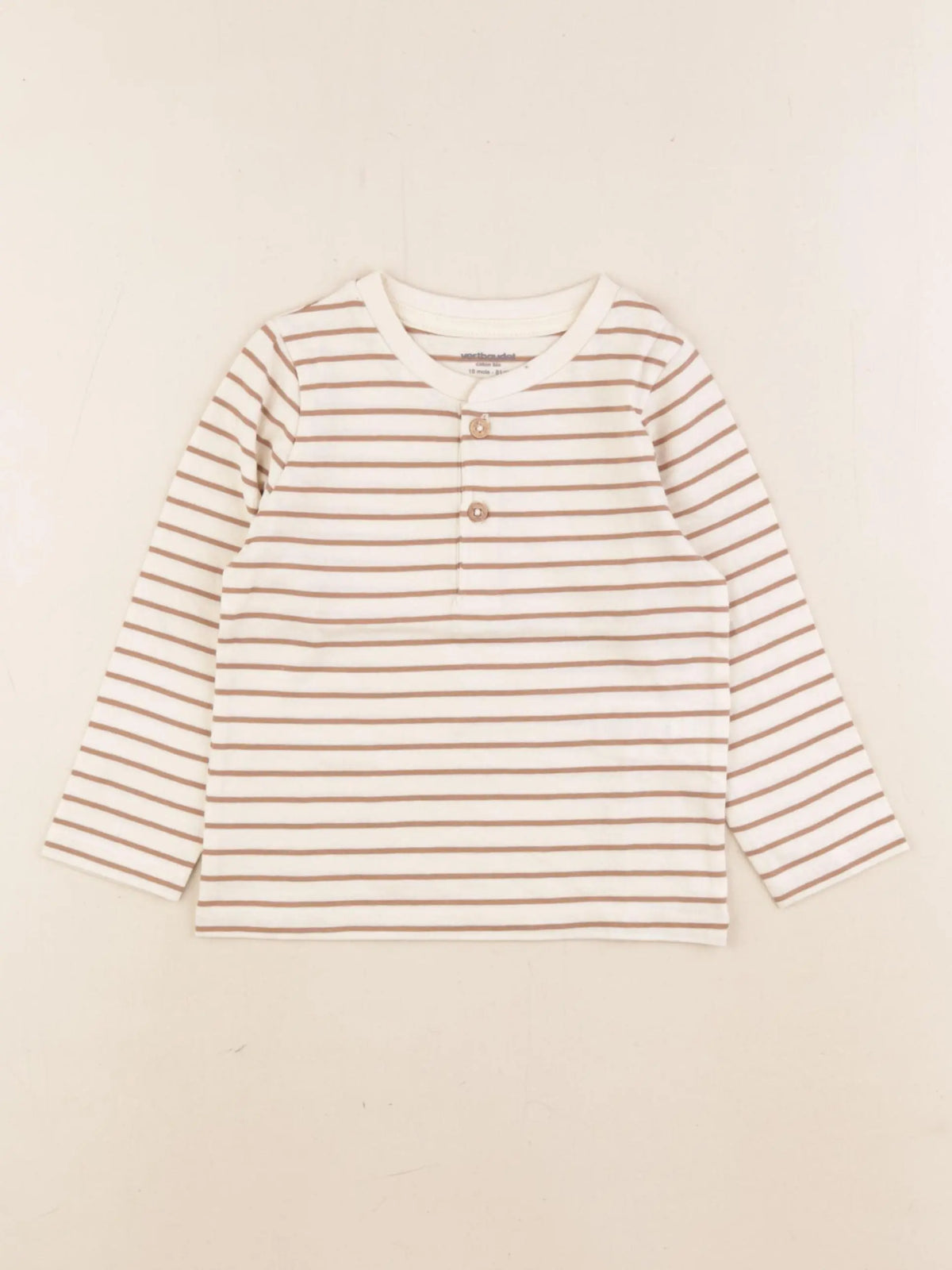 Vertbaudet - tee-shirt marron, beige - 18 mois