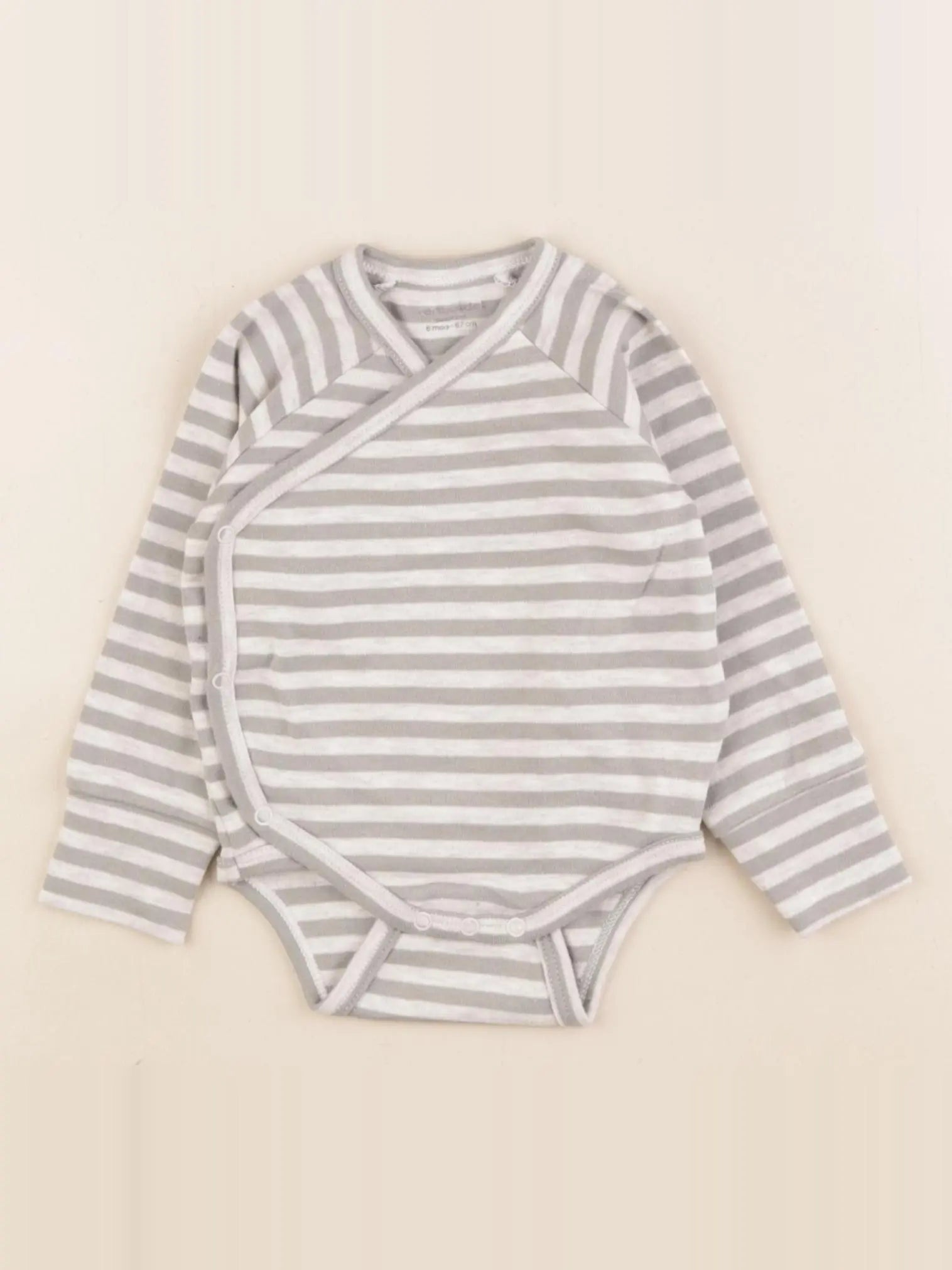 Vertbaudet - body beige, vert - 6 mois