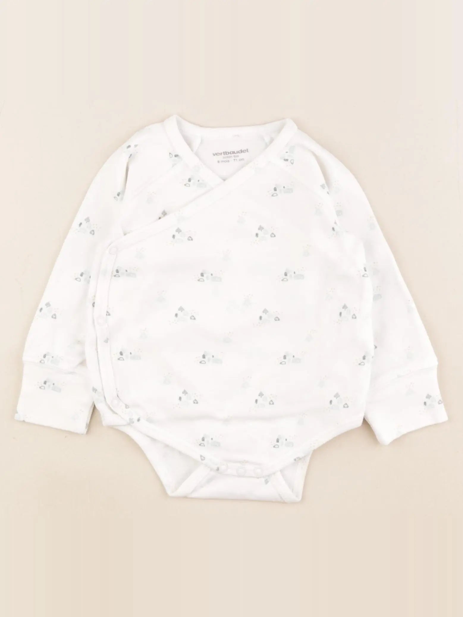Vertbaudet - body blanc, bleu - 9 mois