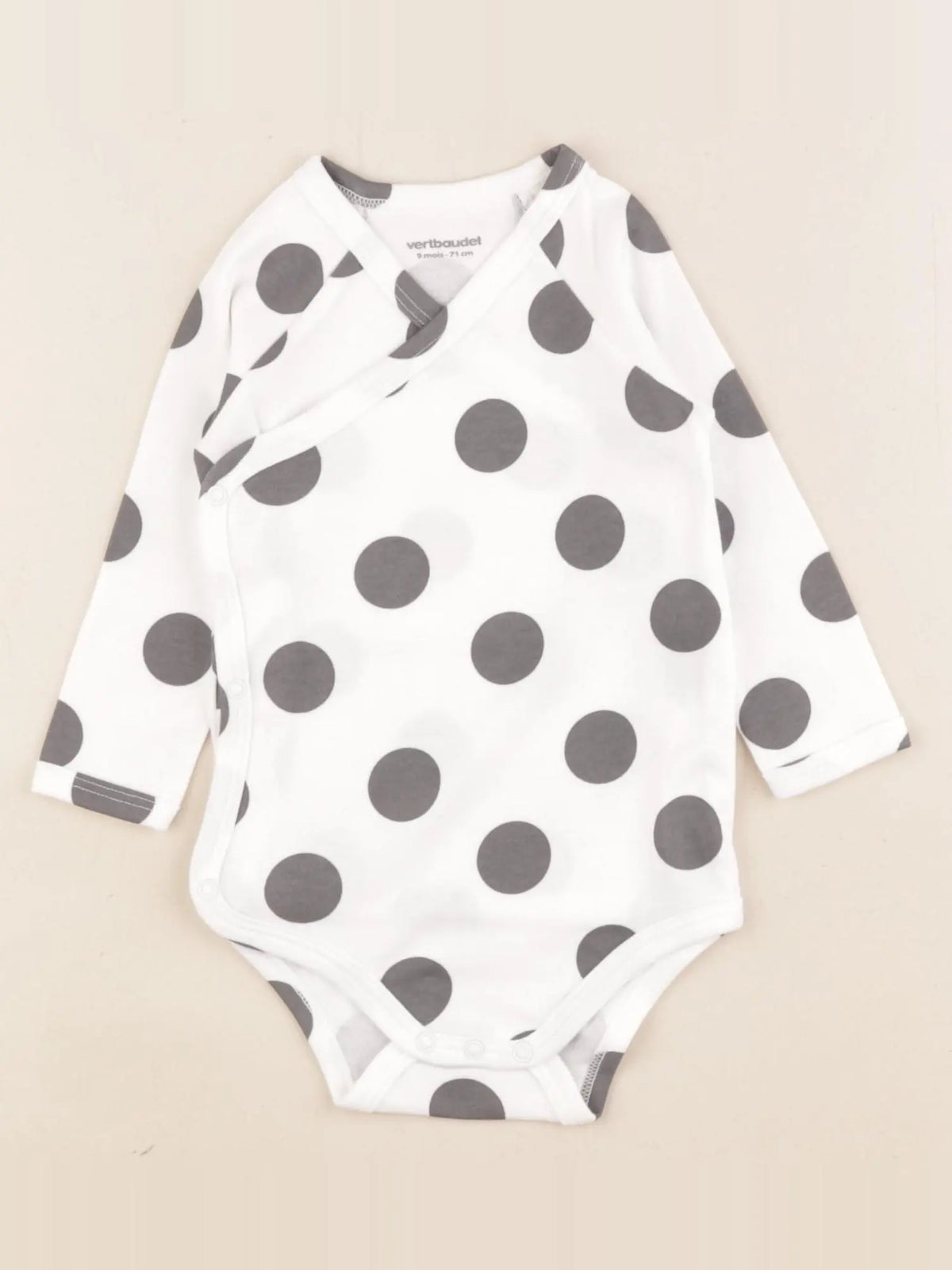 Vertbaudet - body blanc, gris - 9 mois