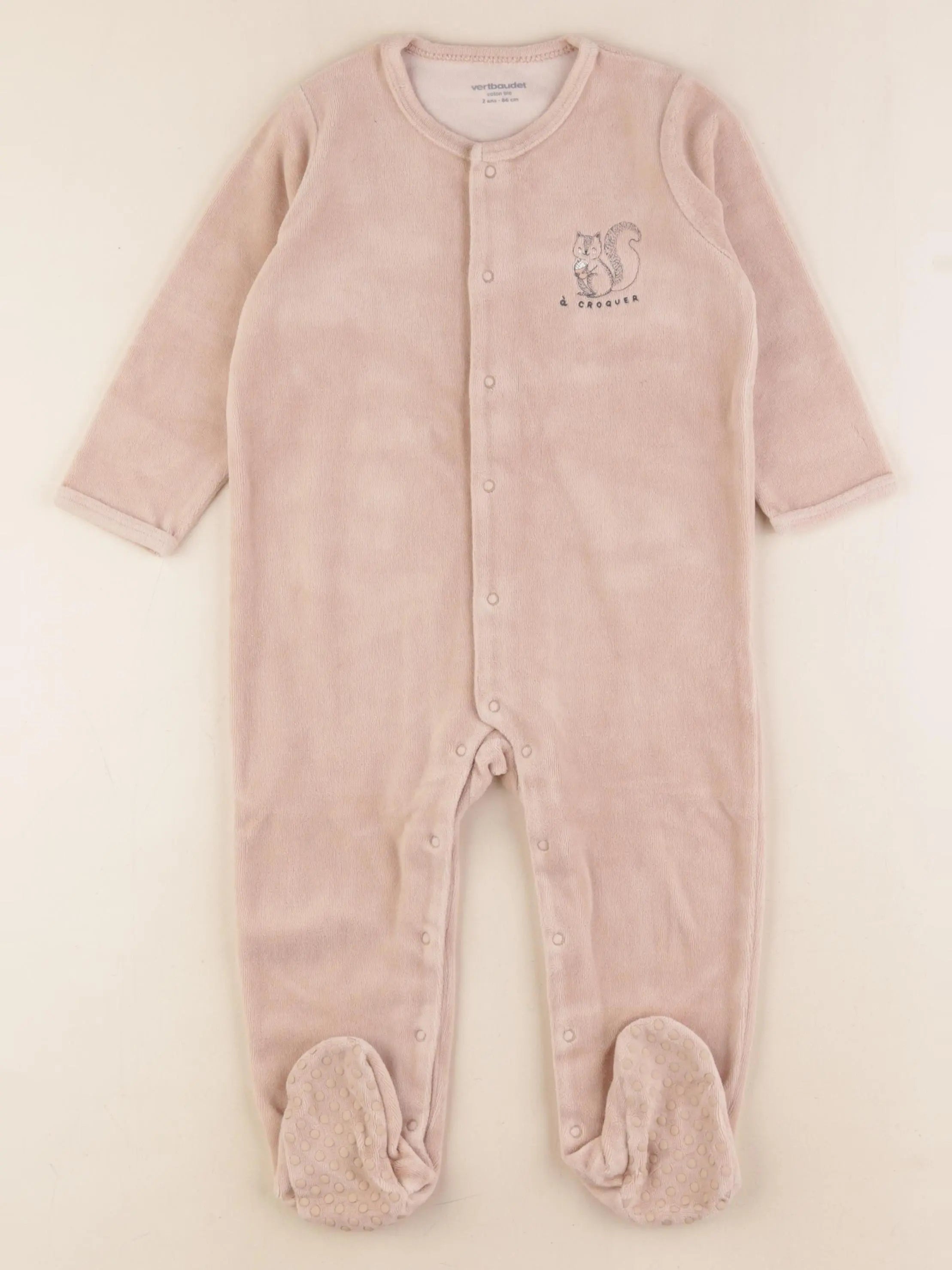 Vertbaudet - pyjama velours beige - 2 ans