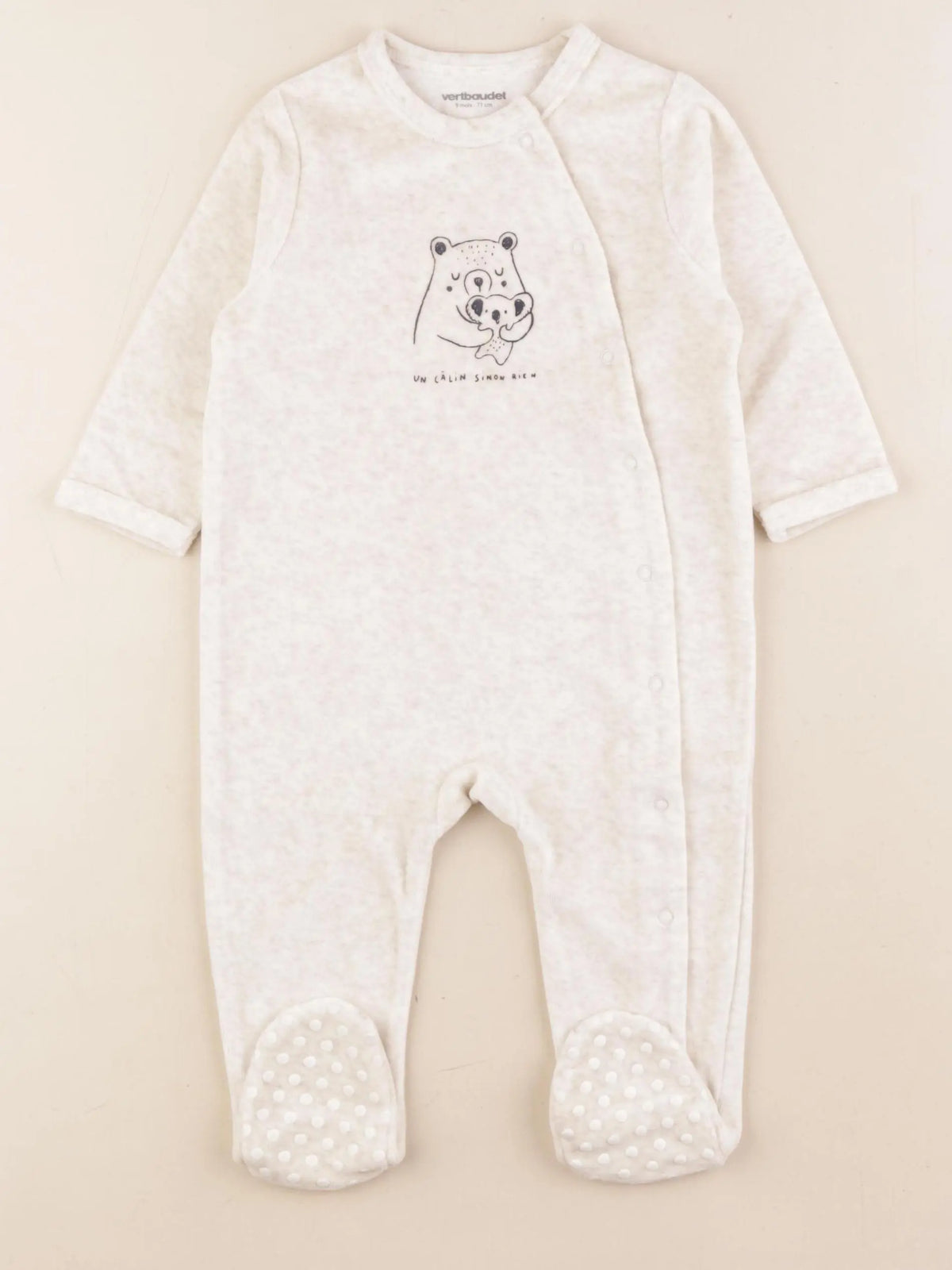 Vertbaudet - pyjama velours beige - 9 mois
