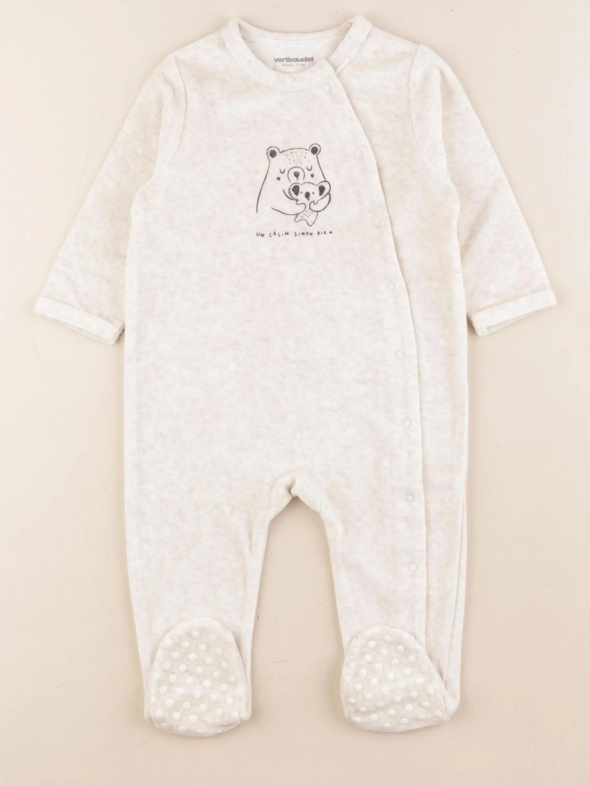 Vertbaudet - pyjama velours beige - 9 mois