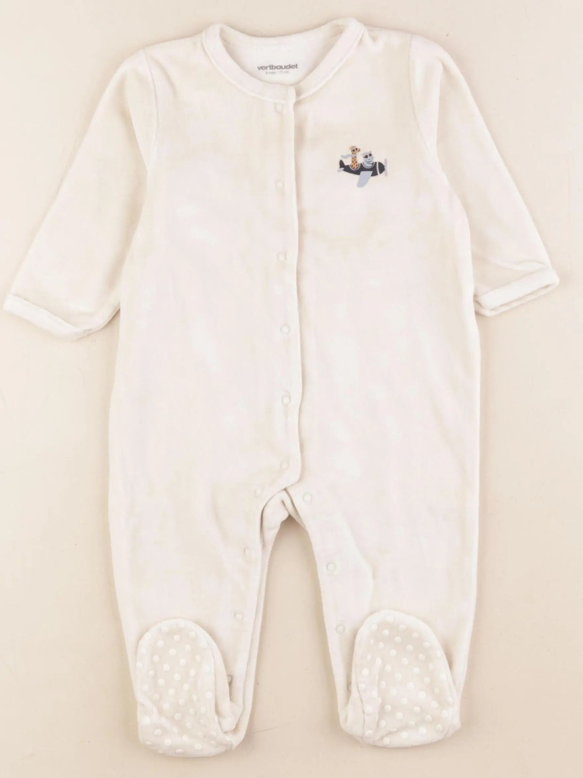 Vertbaudet - pyjama velours beige - 9 mois