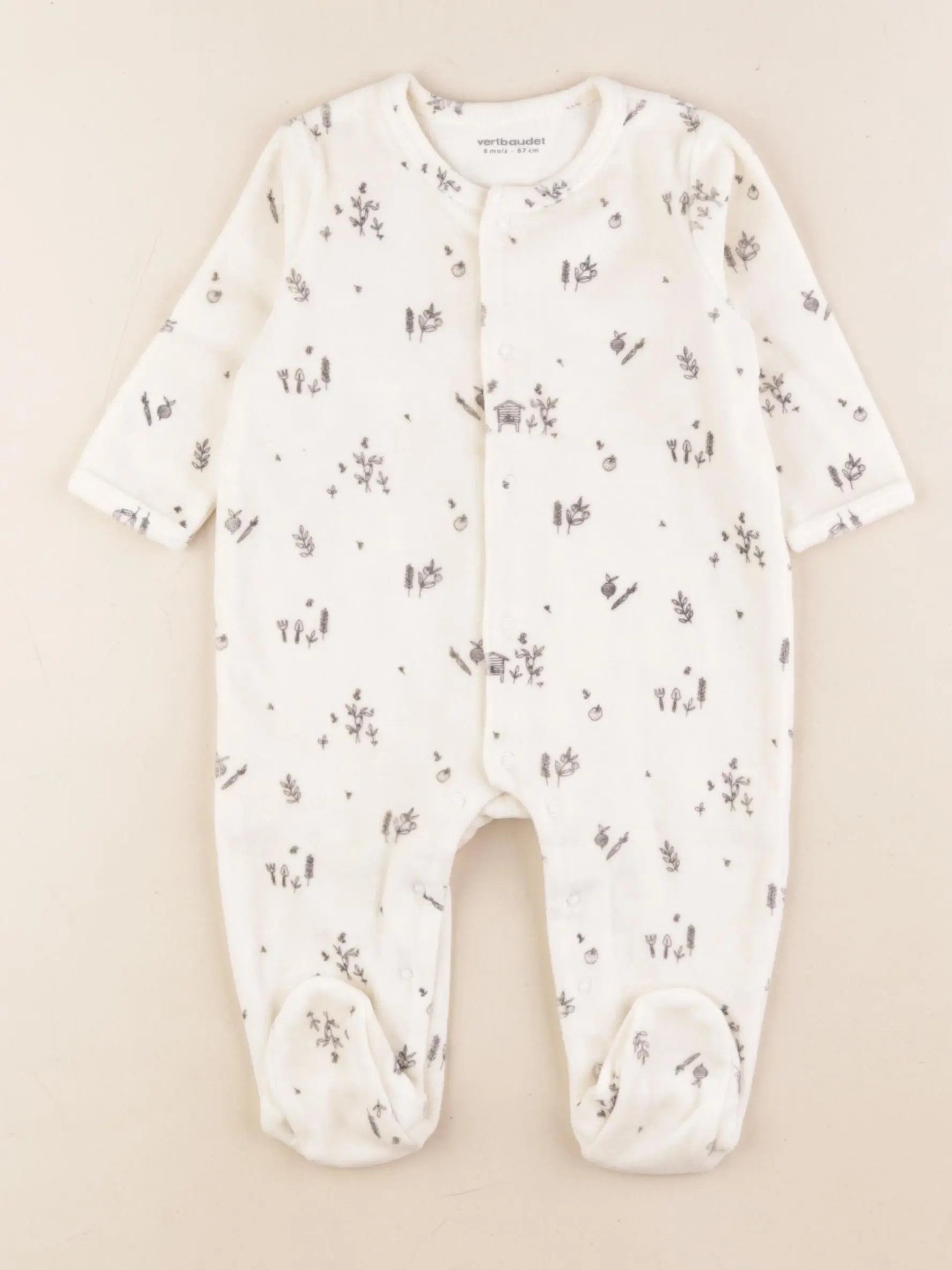 Vertbaudet - pyjama velours beige - 6 mois
