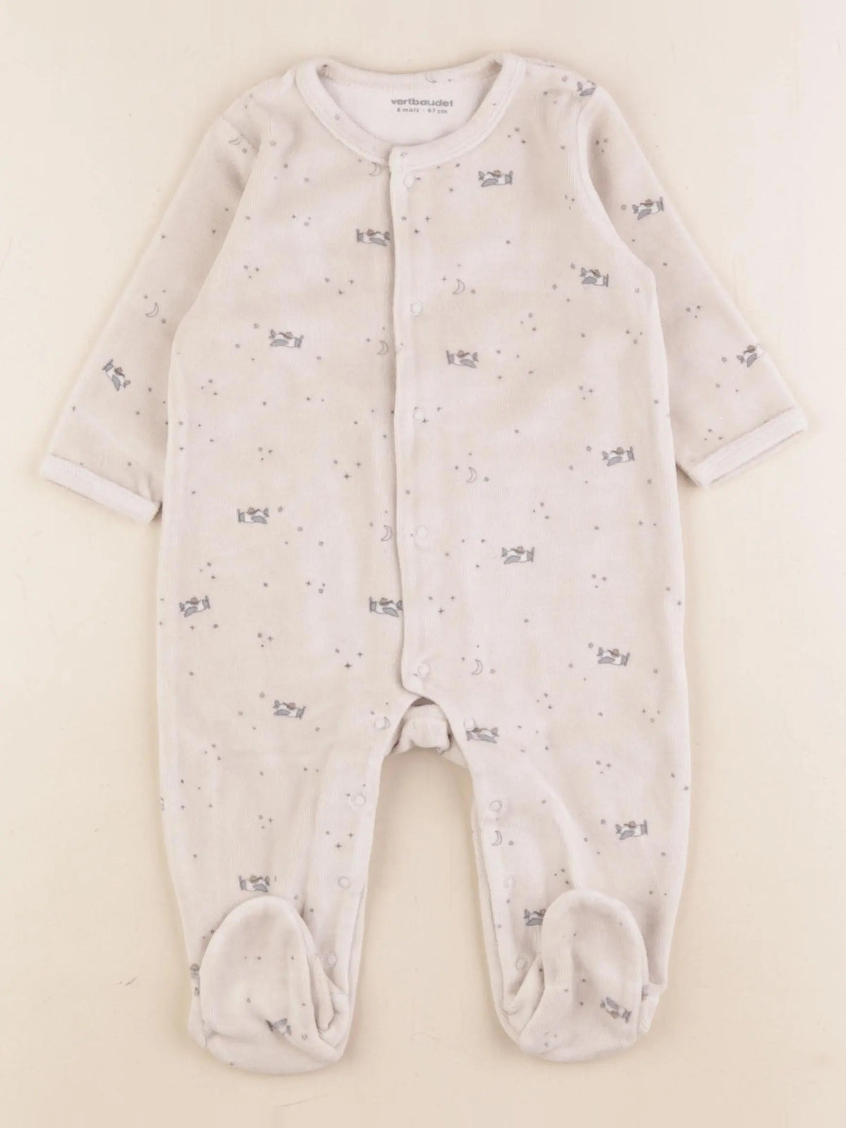 Vertbaudet - pyjama velours beige - 6 mois