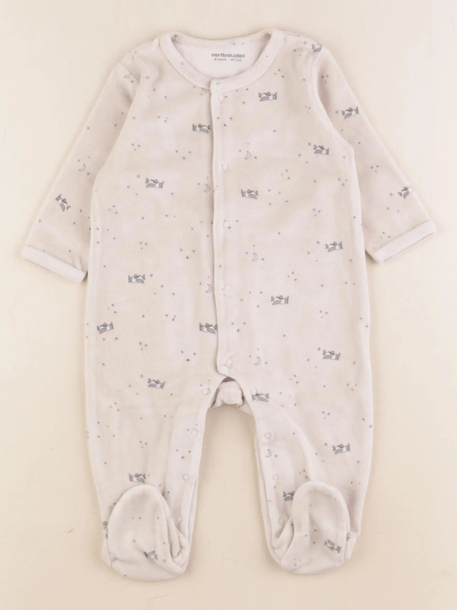 Vertbaudet - pyjama velours beige - 6 mois