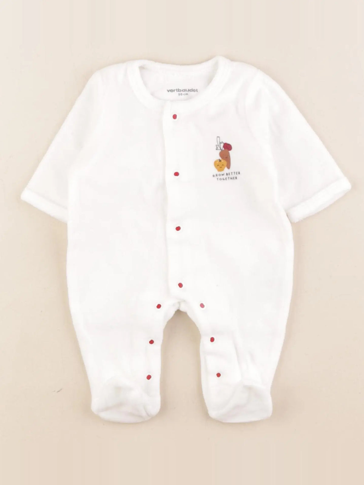 Vertbaudet - pyjama velours blanc - 0 mois